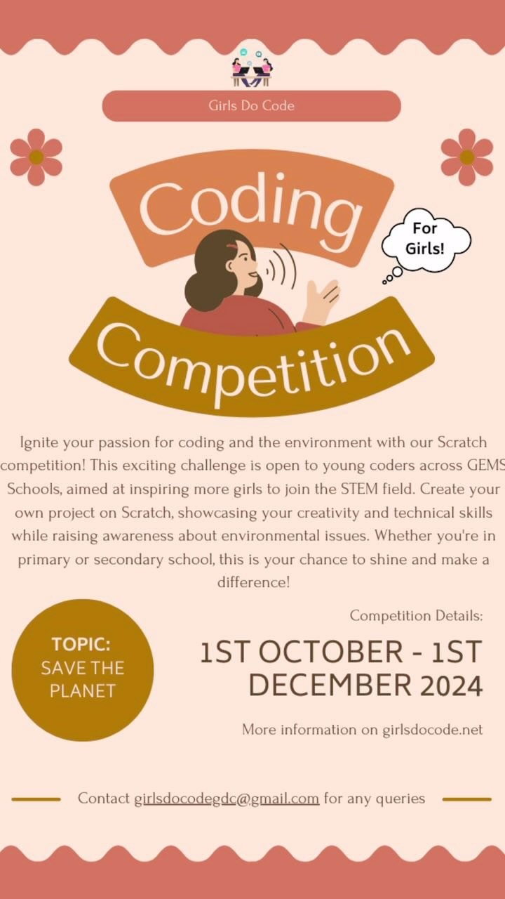 GEMS schools! Come code with us! Coding competition for girls organized by JC Innovation team and Girlsdocode! @jc_innovation_ @gems_gns @gemsinternationalschool @gemsrds @gems_gma @gems_cis @gems.ois @gems_education @gemswso @gemsnms_alkhail @gems_gfm @gemsfps_official
