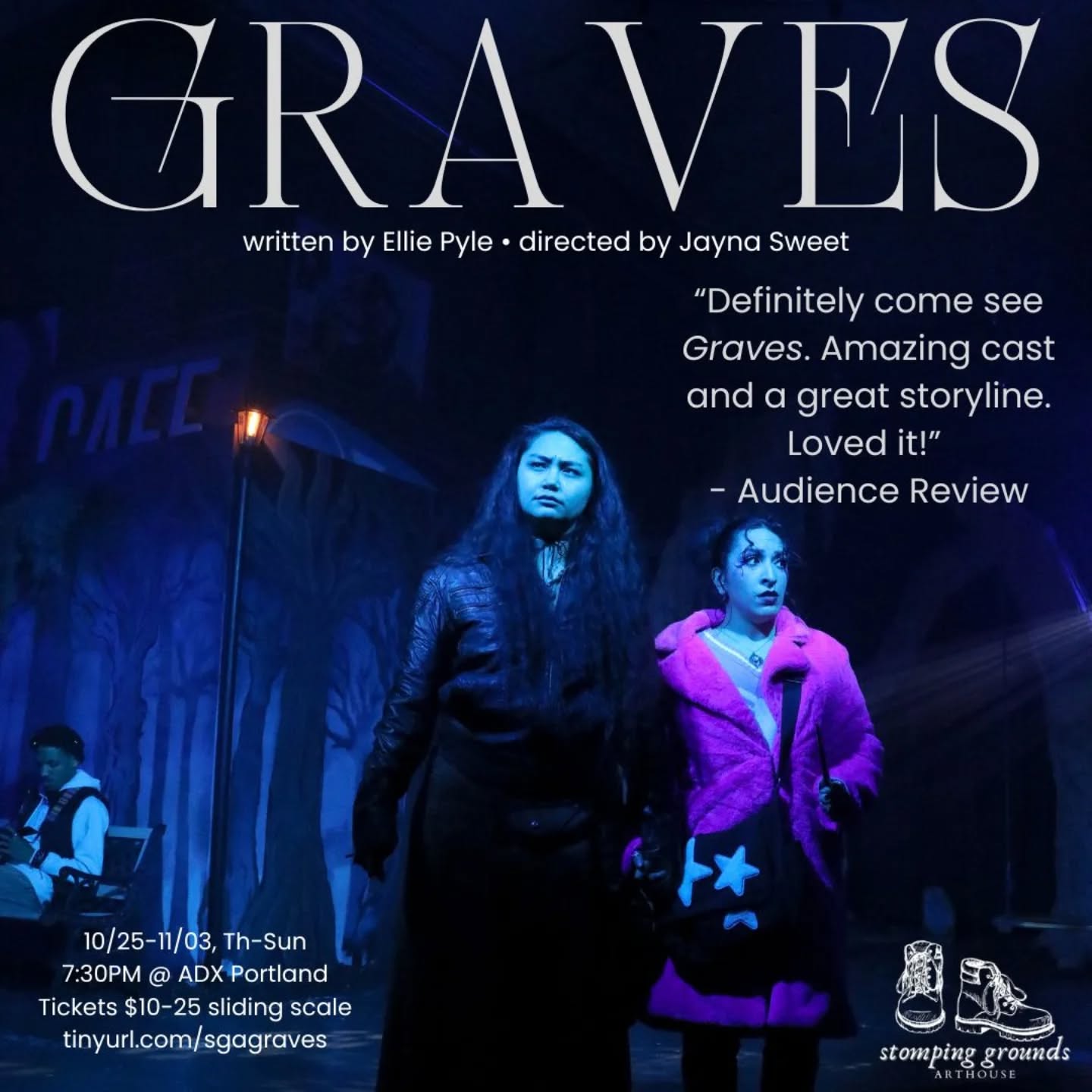 You have FOUR MORE CHANCES to join us for "Graves!" Tonight, 10/31-11/03 at 7:30PM at @adxportland
Come witness the magic for yourself. ✨