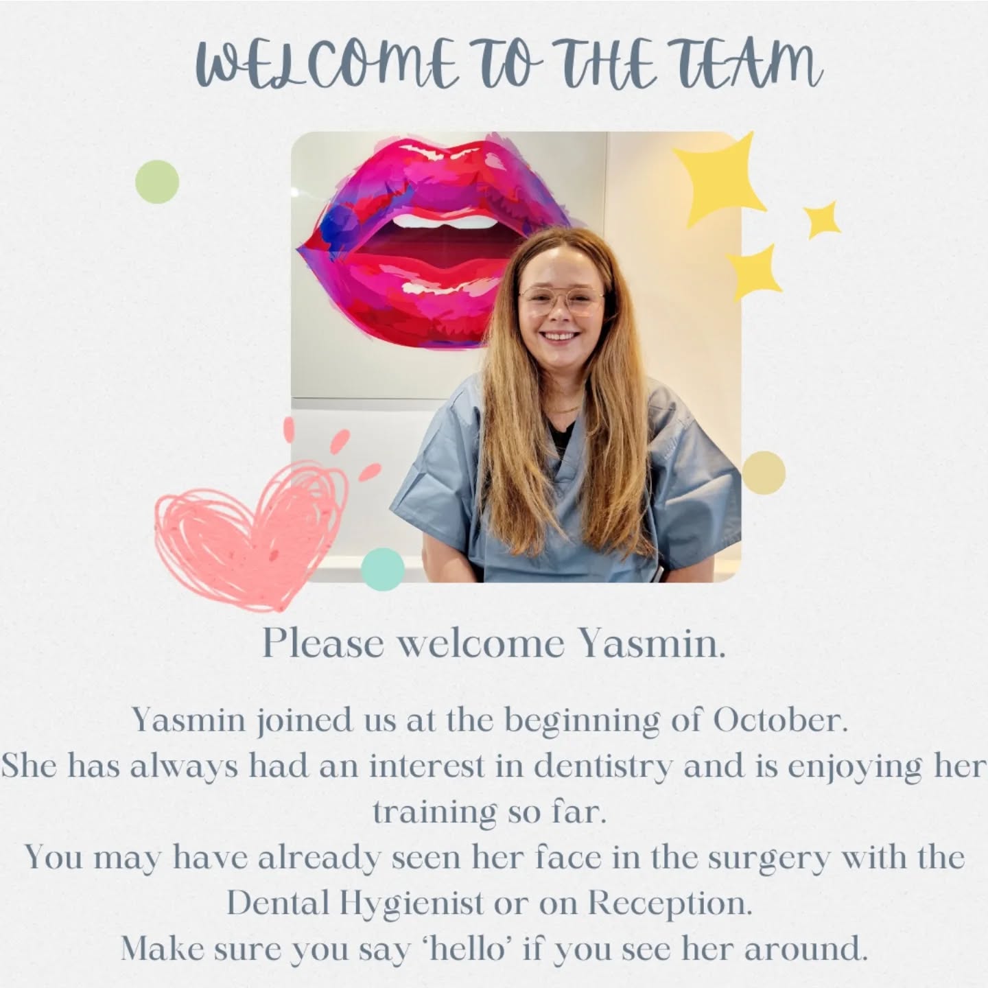 Welcome Yasmin 👋
We are delighted to have you as part of our team ✨️