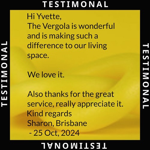 Another happy customer: 😘
Hi Yvette,
The Vergola is wonderful and is making such a difference to our living space.
We love it.
Also thanks for the great service, really appreciate it.
Kind regards
Sharon, Brisbane - 25 Oct, 2024
#VergolaBrisbane #OutdoorLiving #BalconyTransformation #HomeImprovement #FamilyHangout #BrisbaneHomes #ShadeAndShelter #MotorisedLouvreRoof #Vergola