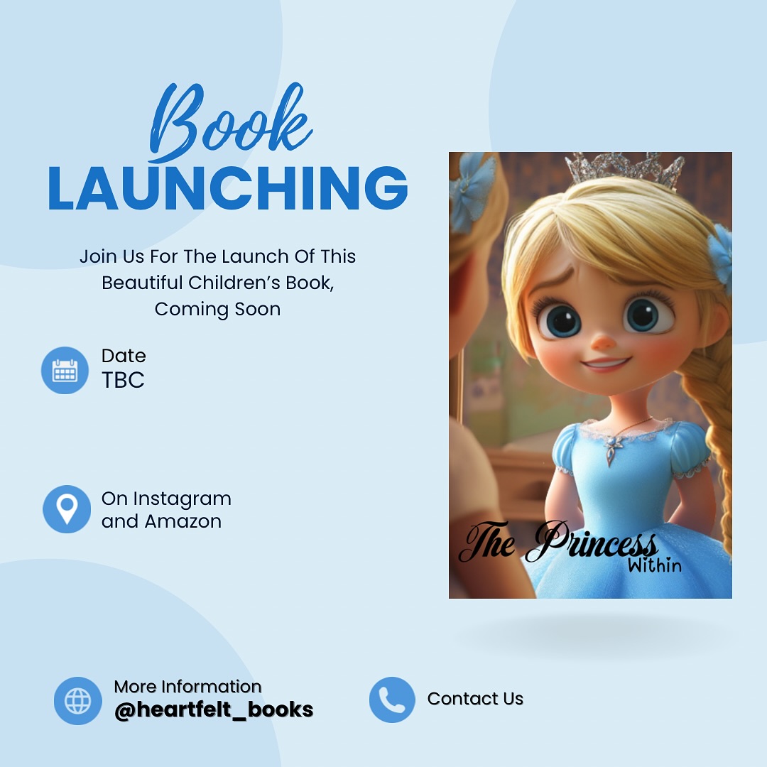 🌟 Big News, Little Readers! 🌟
I’m thrilled to share a magical journey that’s been close to my heart—The Princess Within is coming soon! This enchanting tale is all about discovering the true treasure of self-confidence, self-belief, and the radiant beauty that shines from within. ✨👑
In The Princess Within, we’ll explore how every little girl can find her inner strength and realize that being beautiful on the inside is what truly matters. 💖
Stay tuned for sneak peeks, illustrations, and more as we get ready to uncover the magic inside us all. Let’s embark on this empowering adventure together! 💫
#ThePrincessWithin #ChildrensBooks #SelfConfidence #InnerBeauty #BelieveInYourself #ComingSoon