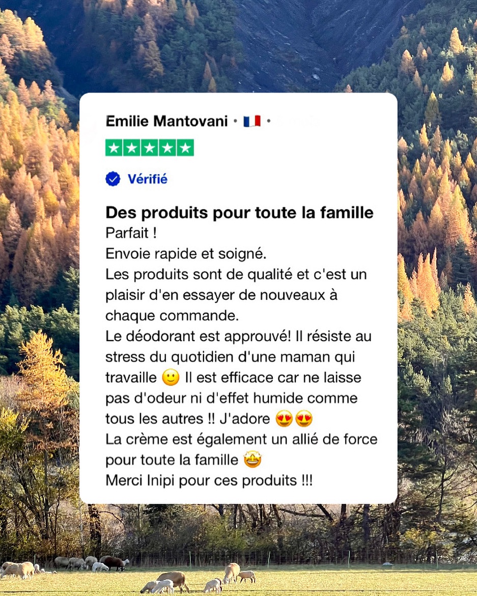 Merci Emilie 💛
.
.
#savonnerieinipi #inipi #cosmetiquenaturelle #cosmetiquebio #cosmetiquesolide #savon #savonbio #deodorants #deodorantbio #deodorantsolide #deodorant #naturaldeodorant #beauté #baume #cosmetics #soinnaturel #soindelanature
