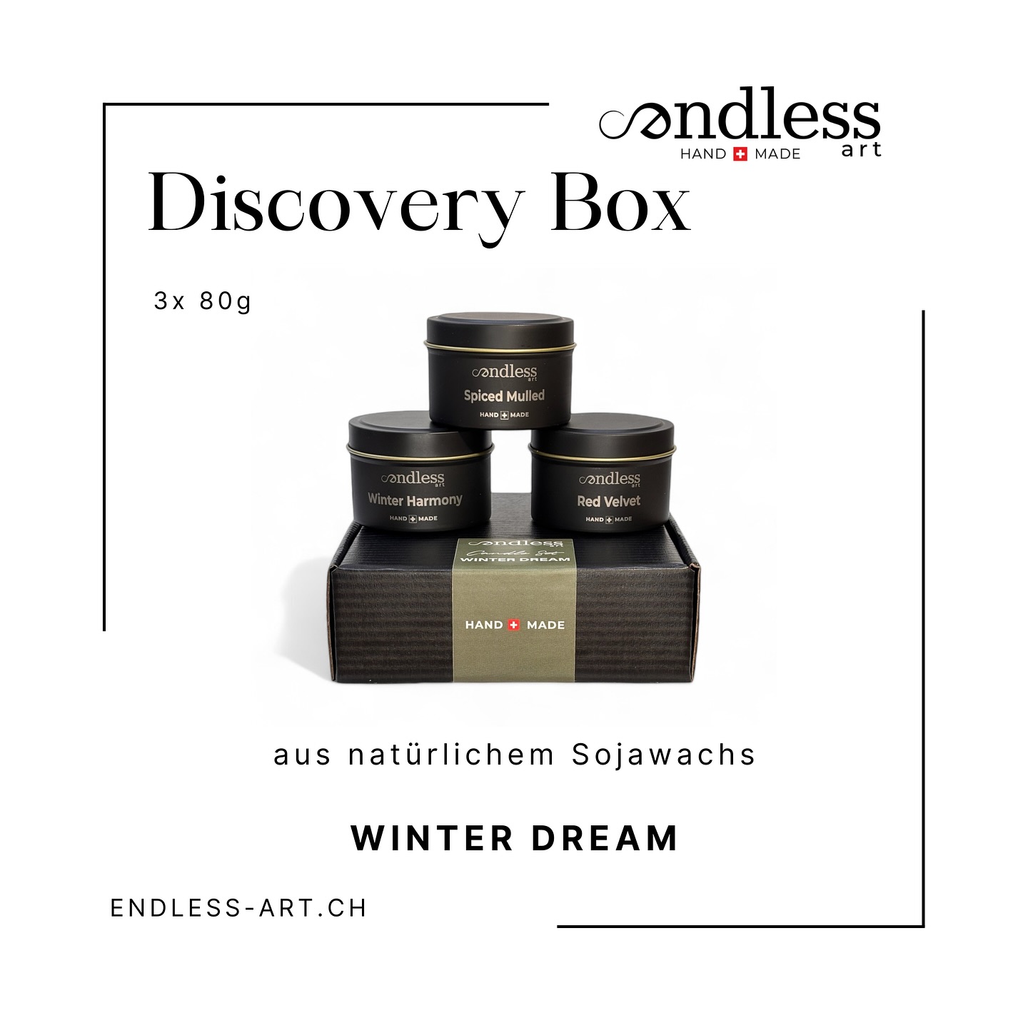 NEU… Discovery Box von Endless art. Du weisst nicht, welche Duftkerze du am liebsten magst? Kein Problem, mit der Discovery Box erhälst du drei verschiedene Duftkerzen zu den passenden Jahreszeiten. Entdecke jetzt die Düfte…
www.endless-art.ch
#geschenkideen #duftkerzen #raumdüfte #handmade #swiss #mitliebegemacht #style #jahreszeiten #cosyhome #home #kerzen