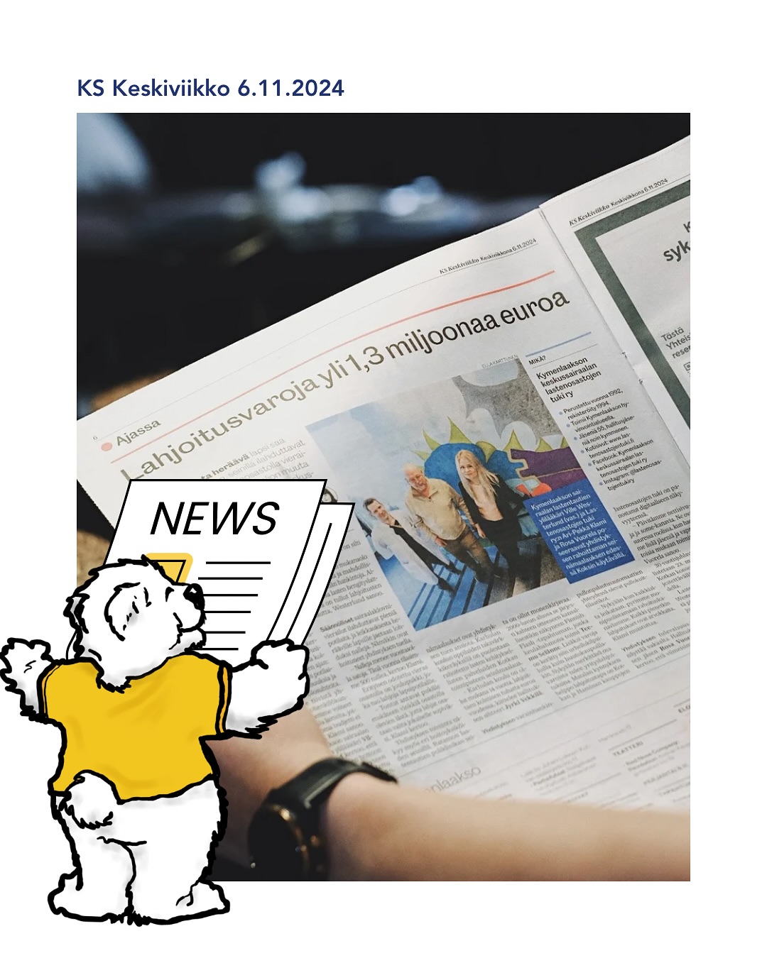 🌟 Iloisia uutisia! 🌟
Yhdistyksestämme on eilen julkaistu kaksi upeaa lehtiartikkelia! 📰✨ Artikkelit kertovat yhdistyksemme toiminnasta ja tärkeistä tavoitteista näin 30-vuotista taivaltamme juhlistaessamme.
Haluamme samalla kiittää kaikkia, jotka ovat tukeneet yhdistystämme vuosien varrella ja ollut pienten sydänten asialla 🙏💛
Ps. Vielä kerkeää ostamaan lippuja 30-vuotisjuhliimme! Käy osoitteessa lastenosastojentuki.fi ja hanki lippusi tapahtumaan – nähdään juhlissa! 🥂💫