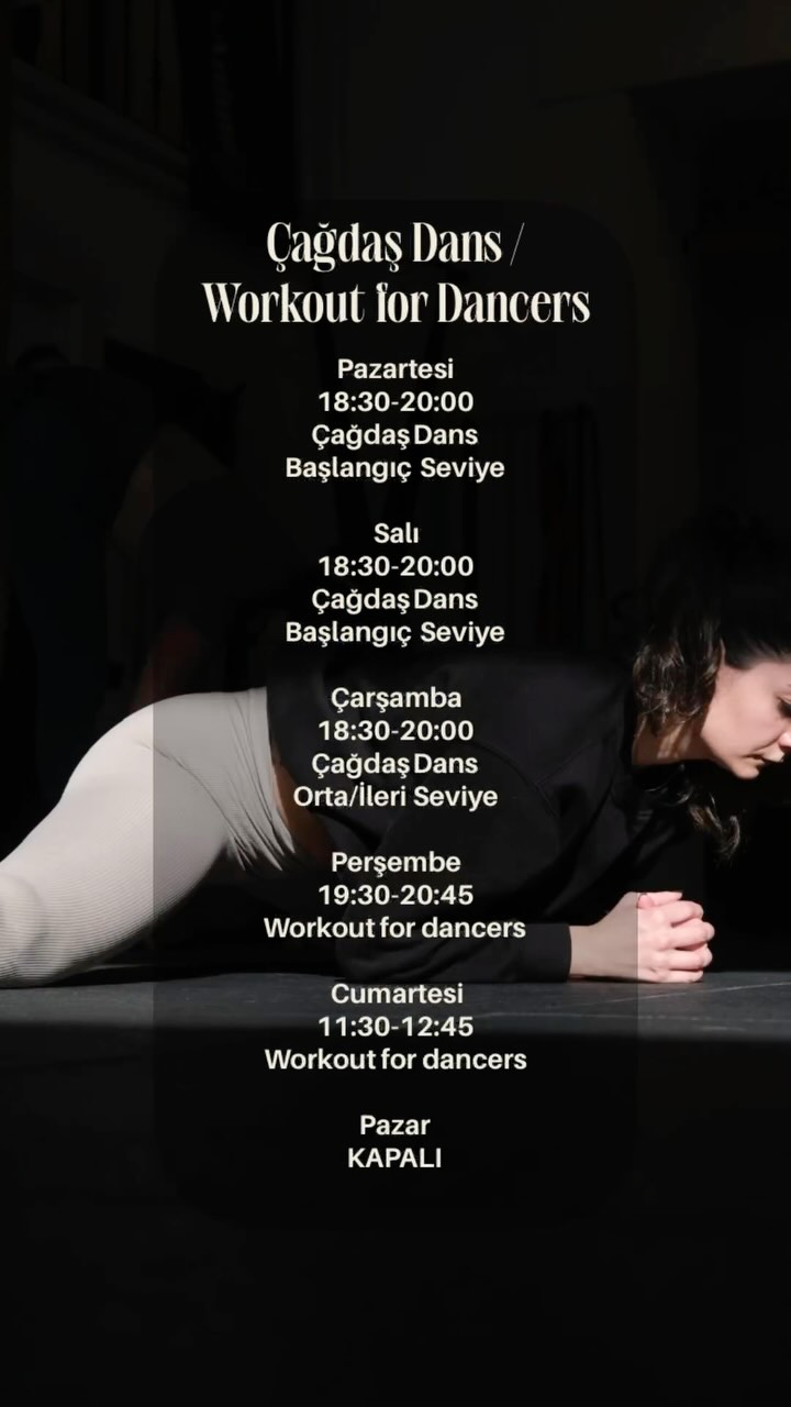 2024-2025 Sezonu Ex Animo Stüdyoda aktif derslerimiz📌🖤
Çağdaş Dans Tekniği Grup dersleri
•Başlangıç seviye ve Orta/ileri seviye gün opsiyonları
Workout for Dancers kapalı grup dersleri
•5 haftalık periyotlar halinde ilerleyen destekleyici dansçı egzersiz programı.
#exanimohouse #çağdaşdans #moderndans #contemporarydance
*Stüdyo 90m2 ve 4,5mt tavan yüksekliğine sahiptir.*
