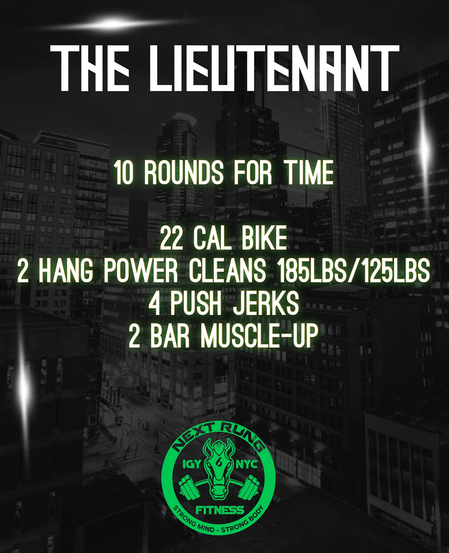 🔥The Lieutenant🔥
Back to basics. Workouts for the first responder. Designed for the firehouse, precinct, or station. Hit these workouts and tag us! We will gladly show you some love.
-Scaling-
We know that hang power clean is on the heavier said. So if 185/125 isn’t a thing, pick a challenging weight. Just one step outside of your comfort zone.
No bar muscle ups? Two jumping chest to bar pull-ups + 2 Dips or Box/Bench Dips.
This workout was out together in recognition of @chris_igy6fitness earning the promotion to Lieutenant for the FDNY!
22 Cal for the company he was promoted out of (22 Engine) and the 2-4-2 Rep scheme, the company he was assigned to out of Proby School.
#igy6 #igotyour6nyc #trainelite #igy6nyc #nextrung #strongmindstrongbody #firehouseworkouts #tacticalathlete #workoutoftheday