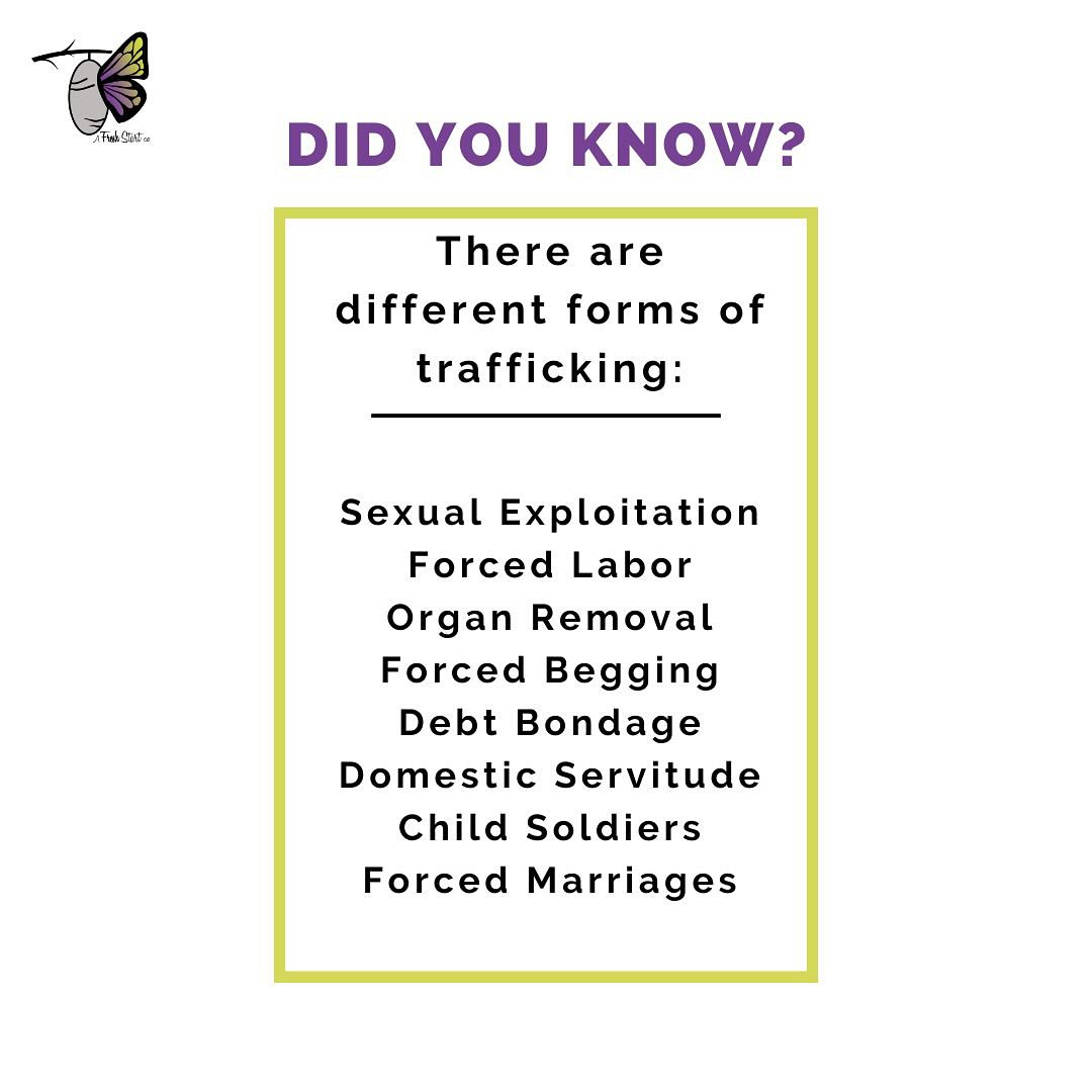 According to the United Nations Office on Drug and Crime; “Human trafficking and migrant smuggling are global and widespread crimes that use men, women and children for profit. The organized networks or individuals behind these lucrative crimes take advantage of people who are vulnerable, desperate or simply seeking a better life. Human trafficking has many forms. These include exploitation in the sex, entertainment and hospitality industries, and as domestic workers or in forced marriages. Victims are forced to work in factories, on construction sites or in the agricultural sector without pay or with an inadequate salary, living in fear of violence and often in inhumane conditions. Some victims are tricked or coerced into having their organs removed. Children are forced to serve as soldiers or to commit crimes for the benefit of the criminals.” To stay informed about the issue of Human Trafficking make sure to follow us on Instagram and Facebook. @afreshstartclt #trafficking #sextrafficking #knowthesigns #knowthefacts #sextraffickingawareness #afreshstartclt #endhumantrafficking #endhumanslavery #tip #helpchangetheworld #endtrafficking #freedomfirst #enditmovement #humantraffickingvictims #savealife #endhumantrafficking #didyouknow #betheirvoice #fightforthem #stayinformed #helpingfamilies #helpingfamiliesheal