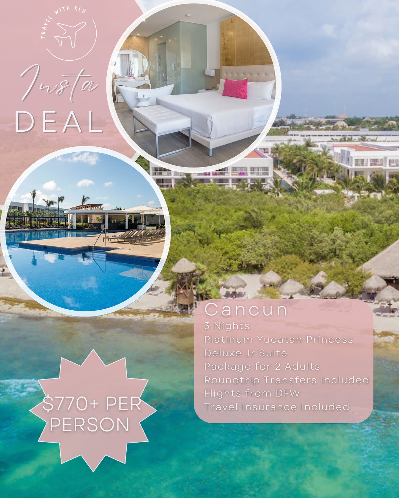 🏝️Escape to pure luxury at Platinum Yucatan Princess — an adults-only, all-inclusive haven in the heart of paradise! Immerse yourself in a sophisticated ambiance, indulge in gourmet dining, and unwind in exclusive pools, designed just for grown-ups. 🌴✨ Treat yourself to a Caribbean getaway where every detail is crafted for relaxation and elegance.
Ready to book? DM or drop a comment to secure your dream escape! 😉
*prices vary based on travel dates and location
#travelwithkenh #adultsonly #rivieramaya #cancun #wheretogowednesday