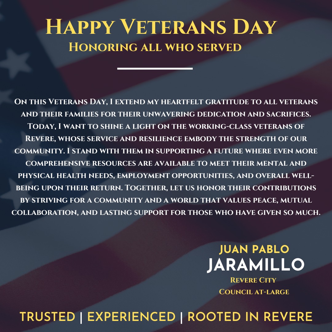 Happy Veteran's Day. Let's take a moment to honor all of those who have bravely defended our country, as well the working class veterans who deserve the best supports we can give them once they come home.