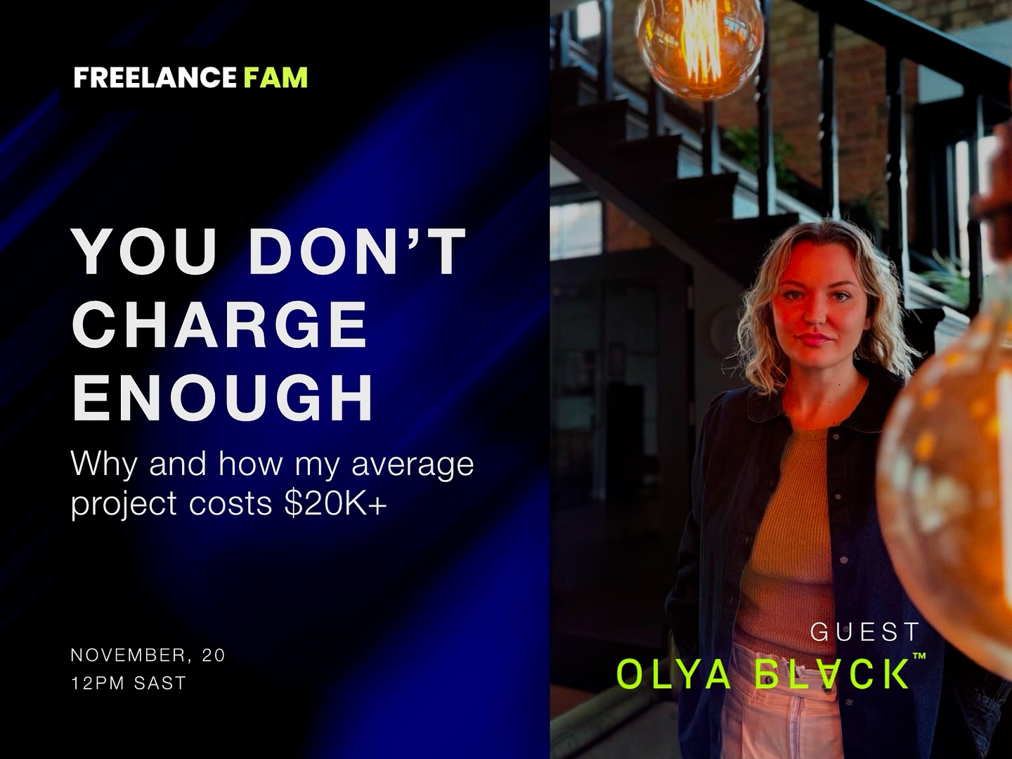 A strategically designed website is one of the most valuable assets a business can have. It’s more than just a digital storefront; it’s your brand’s first impression, a powerful marketing tool, and a key driver of customer engagement and sales. Understanding the real value of a website means recognising the impact it has on your client’s success—helping them attract the right audience, build credibility, and drive growth.
As a creative director, learning to deliver that value and charging fairly for it isn’t just about setting a price tag; it’s about appreciating the strategic advantage you bring to the table. When you position your work as an investment in their business growth, it justifies a premium rate and sets you apart in a competitive market.
I’m excited to share my journey from undercharging to confidently delivering high-value projects: how I redefined my value, transformed my pricing strategy, and built a business that thrives on quality over quantity. I share the link to RSVP in my bio. Thanks for inviting to your podcast @kyleprinsloodotcom