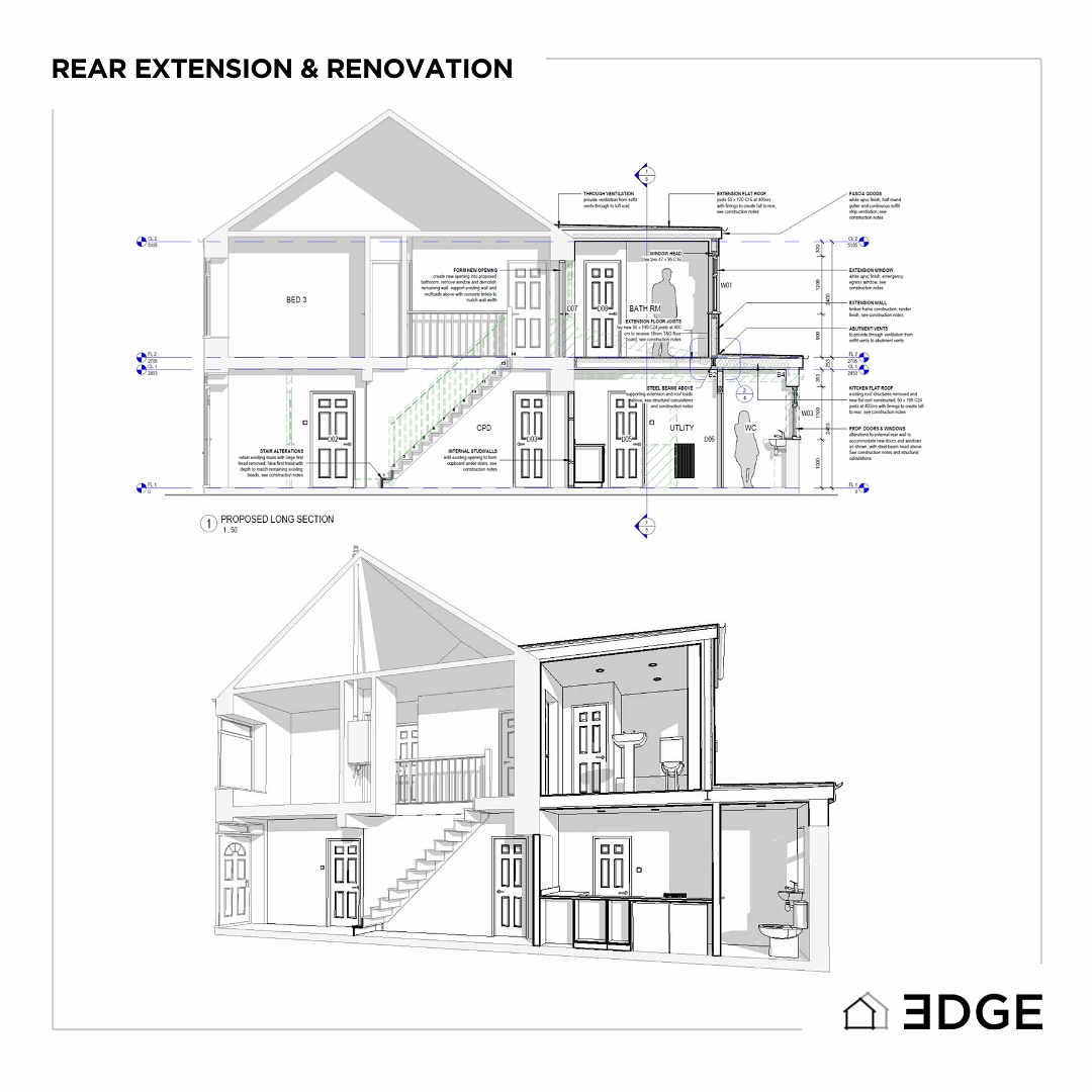 After successfully obtaining planning permission for this renovation project—which includes a rear first-floor extension and various structural alterations—the next critical stage involves preparing Phase 2 Technical Drawings.
These detailed technical plans are essential for obtaining Building Control approval, ensuring that the proposed works comply with all necessary regulations and construction standards.
Once approval is secured, the project will be ready to move forward with on-site construction, bringing us one step closer to transforming the space in line with the client’s vision.
Get in touch if your thinking about extending or transforming your home? And visit www.3dgearchitecture.com to check out the services available!
#extensions #renovation #moderndesign #interiordesign #remodel #transformation #moderndesign #architecture #architecturedesign #planning #planningpermission #homeimprovement #buildingcontrol #balcony #kitchen #kitchenrenovation #openplanliving #southwales #building #project #design