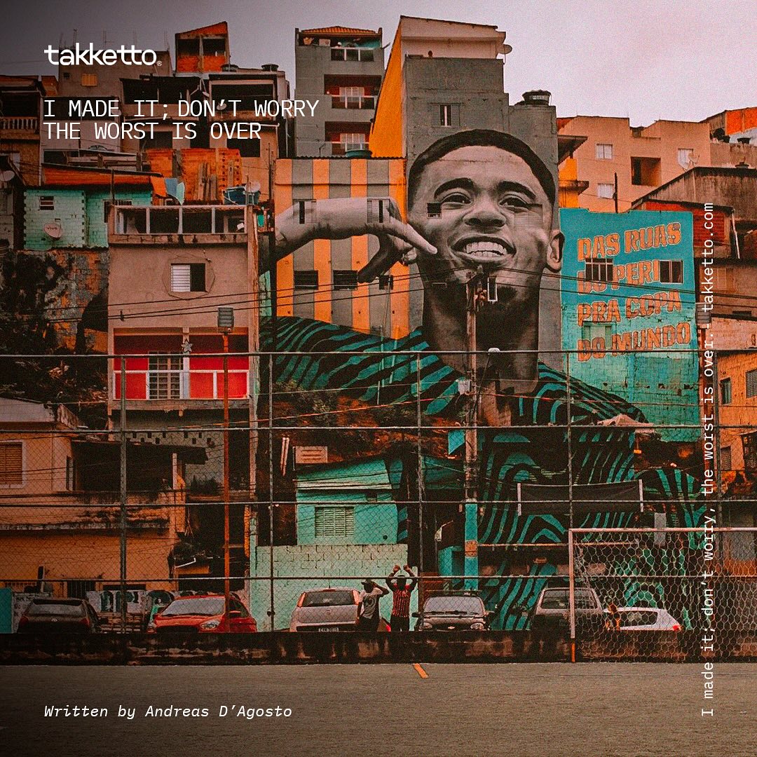 Immense dreams, visceral bonds, terrifying disappointments: football. Contemporary epic is indelibly sketched by two cleats on an emerald green canvas. The feats of the greats redeem the people, become a source of identity and unity, drive economic revival, and inspire deeper love. A world so pure in its foundational truth could only become the ultimate subject of urban art, and thus of popular art by definition: street art. The depictions on once-silent walls in our cities remind us that those events are essentially ours, that within the monotony of repetitive work, the spark of the unexpected is always possible, and that beauty can burst forth, even in the darkest night, moving us to tears. The outskirts, stagnant in the stillness of concrete, finally regain vitality in the reds of Liverpool, the sea blue of Napoli, and the blaugrana stripes of an elusive Pulga. In the dark eyes of Dee Craig’s George Best, created in his birthplace of Cregagh Estate, one can see the entire troubled journey of a divided people, of a tormented and destructive history. Yet, his mischievous and enigmatic smile seems to challenge this absurd fate once more, showing not the slightest sign of surrender. An equally poignant symbol of hope is the Gabriel Jesus mural by the Art Box collective in his favela, Jardim Peri. The title of the piece is “Alô Mãe”: the iconic phone-call gesture is reinterpreted as a call to his mother, ready to say, “I made it; don’t worry, the worst is over.” It stands there as a reminder that if willpower sustains the dream, nothing is impossible. Urban art becomes the megaphone for community stories, and often, these stories are inseparably linked to a ball and its heroes.
Written by Andreas D’Agosto @5tar3oy
#favela #gabrieljesus #georgebest #footballhistory #art #footballart #takketto