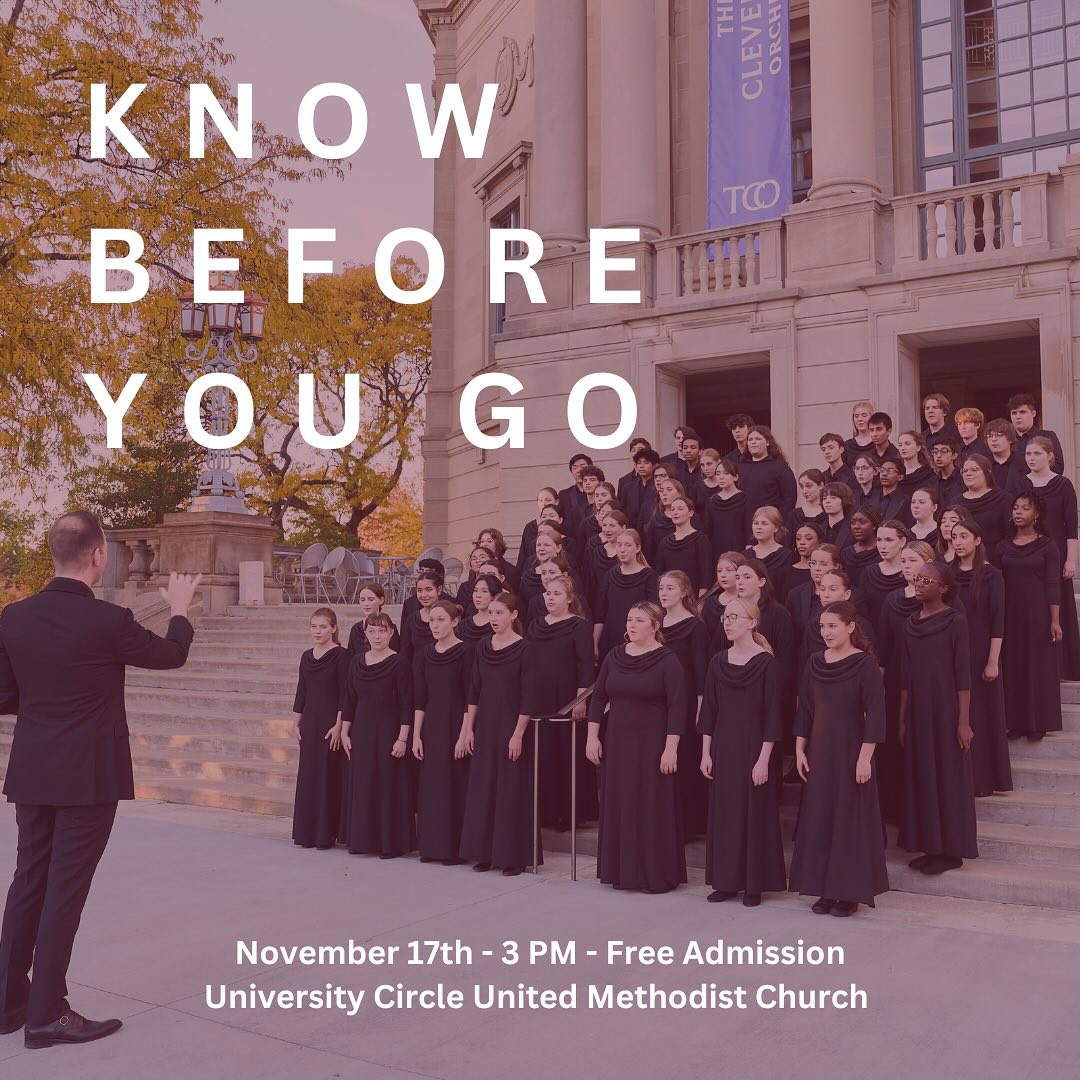 We are so excited for our concert this Sunday, November 17th at 3:00pm. Join us at University Circle United Methodist Church for a free concert featuring The Cleveland Orchestra Children’s Preparatory Chorus, Children’s Chorus, and Youth Chorus.
Here are some things you should know before you go!
🚗 We have plenty of places to park. Please view our map to show you where you should go.
🪑While this is not a ticketed event, we ask that you refrain from saving seats so we can accommodate everyone.
📸 You are welcome to take photos and record, but we ask that you sit in the balcony if you plan on doing so.
♿️ We have ADA parking, as well as a ramp entrance and elevator should you need it.
We will see you Sunday!
Photography by: @rogermastroianni and @extraordinairephotos