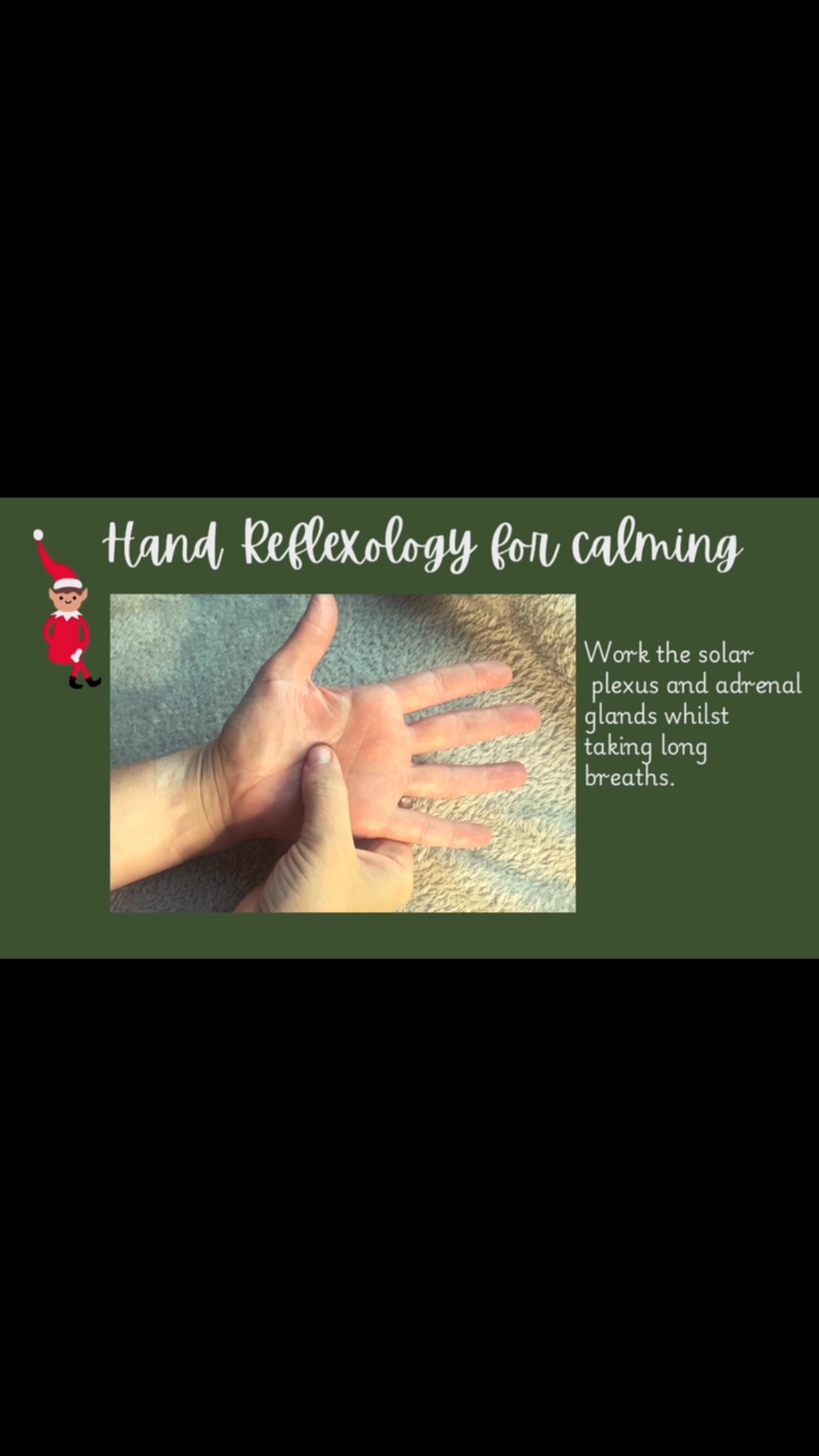 The good old elves are back this weekend!!!So to counter that stressed out feeling try a little hand reflexology whilst you’re thinking about the elf’s next adventure!!
This short sequence focuses on the solar plexus in the centre of your hand and the adrenal glands near the base of your thumb. Work both areas as shown to help reduce any tinsel tension 🎄
#handreflexology #stamfordreflexology #reflexologistnearme #solarplexushealing #adrenalglands #handreflexologytechiques