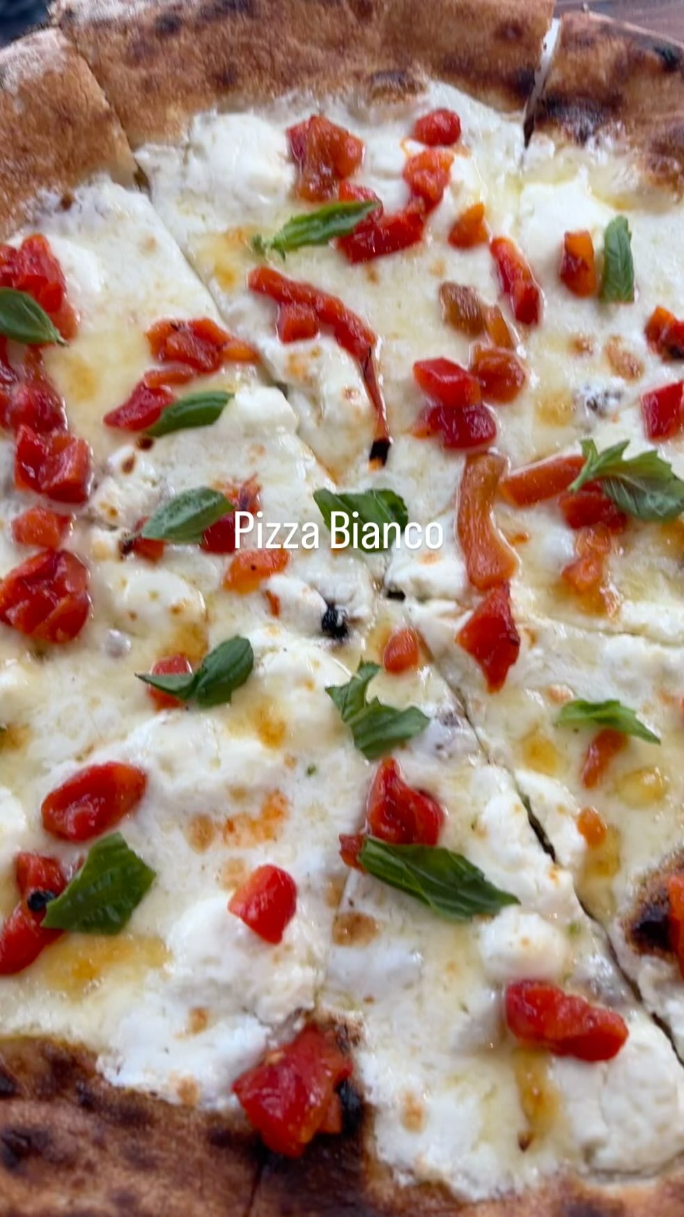 House made ricotta, fontina, fresh mozz, parm, fire roasted pickled red pepps!