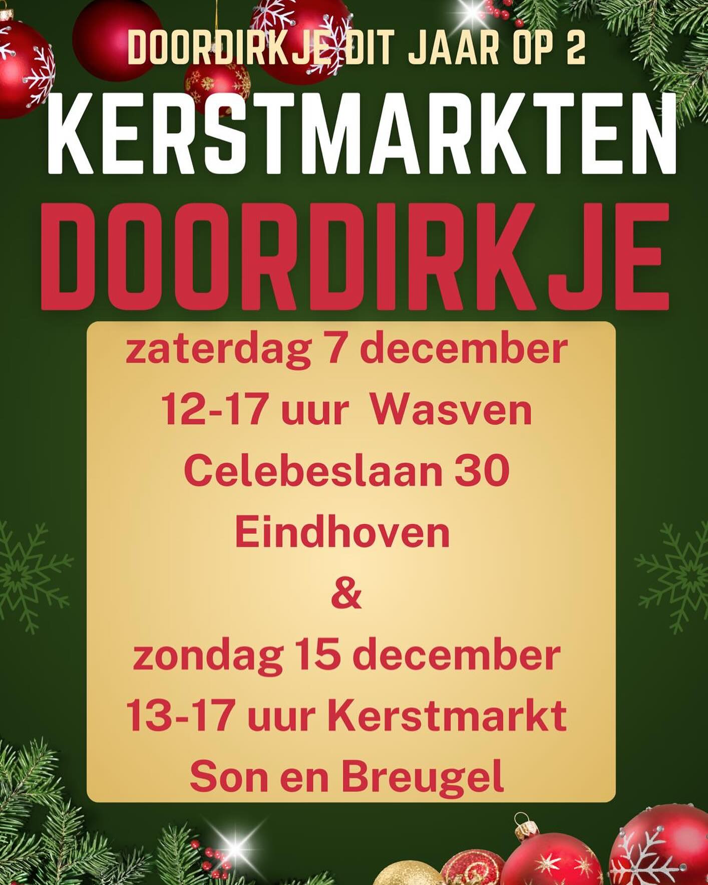 Evenement:
@doordirkje op 2 kerstmarkten dit jaar#wasvenboerderij #ijsbaansonenbreugel