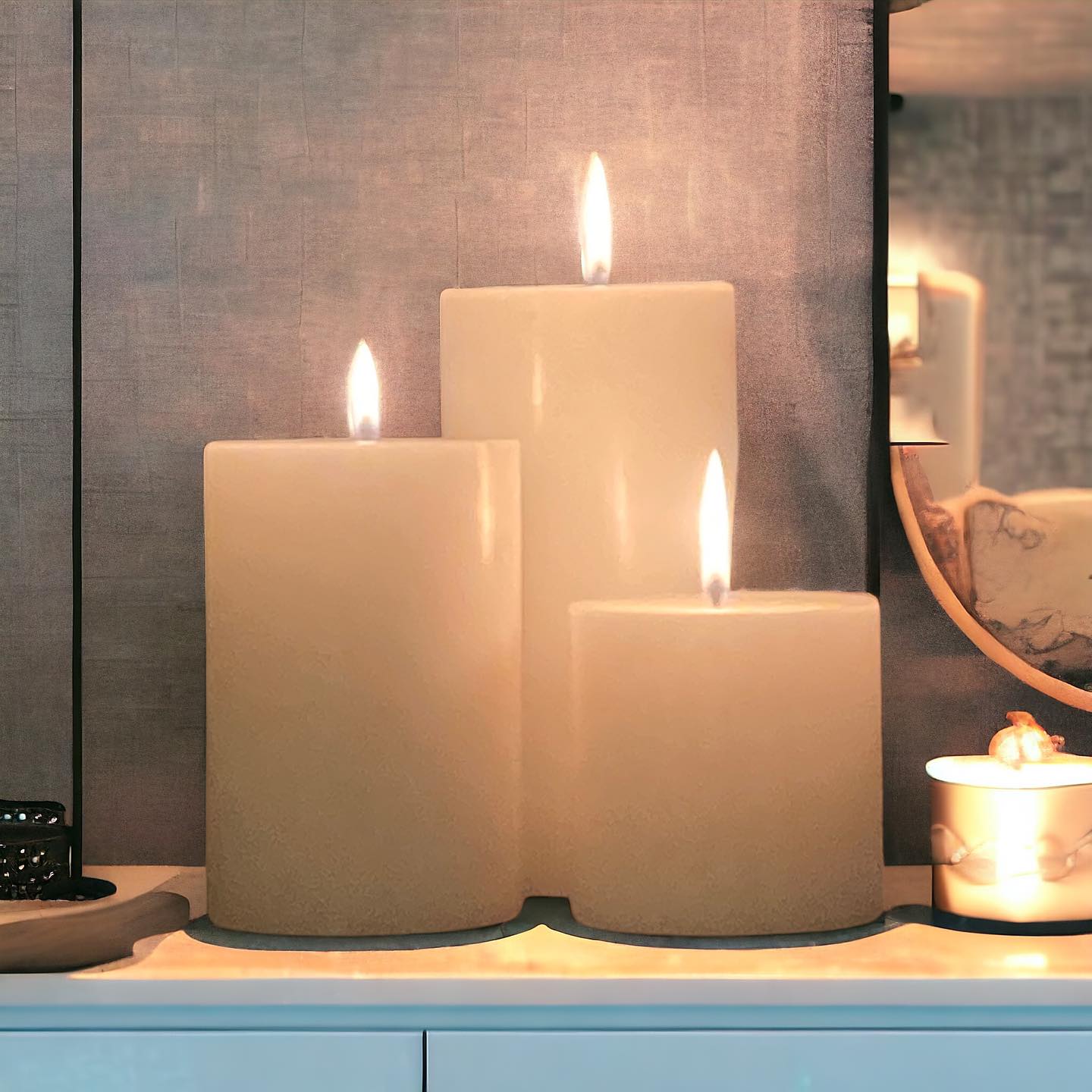 Les indispensables pour les soirées d’hiver, bougies piliers xxl. Une cire de haute qualité, très longue combustion uniforme sans coulure.