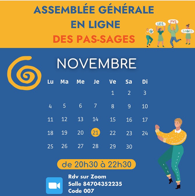 Rdv ce soir pour l’Assemblée générale des Pas-Sages, en ligne 🥰💃🕺💖
us02web.zoom.us/j/84704352235?pwd=NTVwOE5iRjl4U204TzZDd04wMjhGdz09