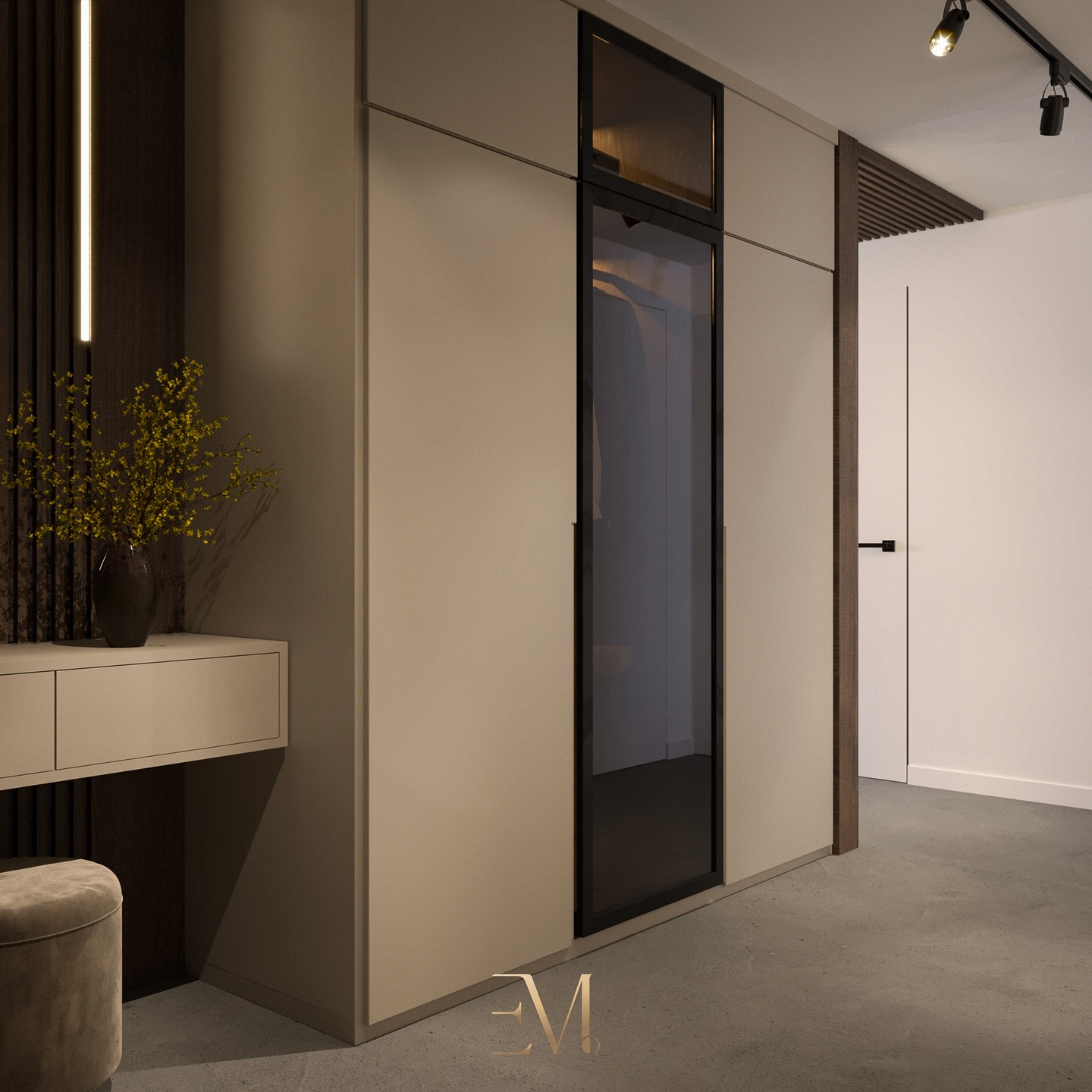 A Grand Entrance Like No Other
Welcome to the Calmstone Ghost Zenith! This entryway is all about modern elegance.
Where bold yet calming contrasts meet luxurious functionality, creating a truly welcoming masterpiece. 🚪✨
This 16th-floor sanctuary redefines elegance with:
✔️ Floor-to-ceiling mirrors with LED accents that amplify light and space—it’s a statement piece.
✔️ Taupe beige closets featuring smoked glass and integrated LED strips—where style meets storage.
✔️ Bold contrasts of black, okapi walnut, and concrete tiling for a harmonious, modern vibe.
The investor’s vision was clear: no console tables, just functional and stunning design—and we delivered. Every detail was thoughtfully curated to balance style and comfort effortlessly.
💬 What’s your favorite detail? Let us know below!
👉 Stay tuned as we unveil more from this serene sanctuary in the sky. 🌿
🏠 Apartment Size: 75 m2
📍 Location: Netherlands/Europe/Worldwide
☎️ Contact: +31 636111835
🌐 Website: https://emdotstudio.com/
📩 Email: info@emdotstudio.com
#LuxuryInteriors #ModernElegance # Elegantinteriors #Luxuryhomes #DesignReveal #EntrywayGoals #LuxuryApartment #InteriorInspo #ghostzenith