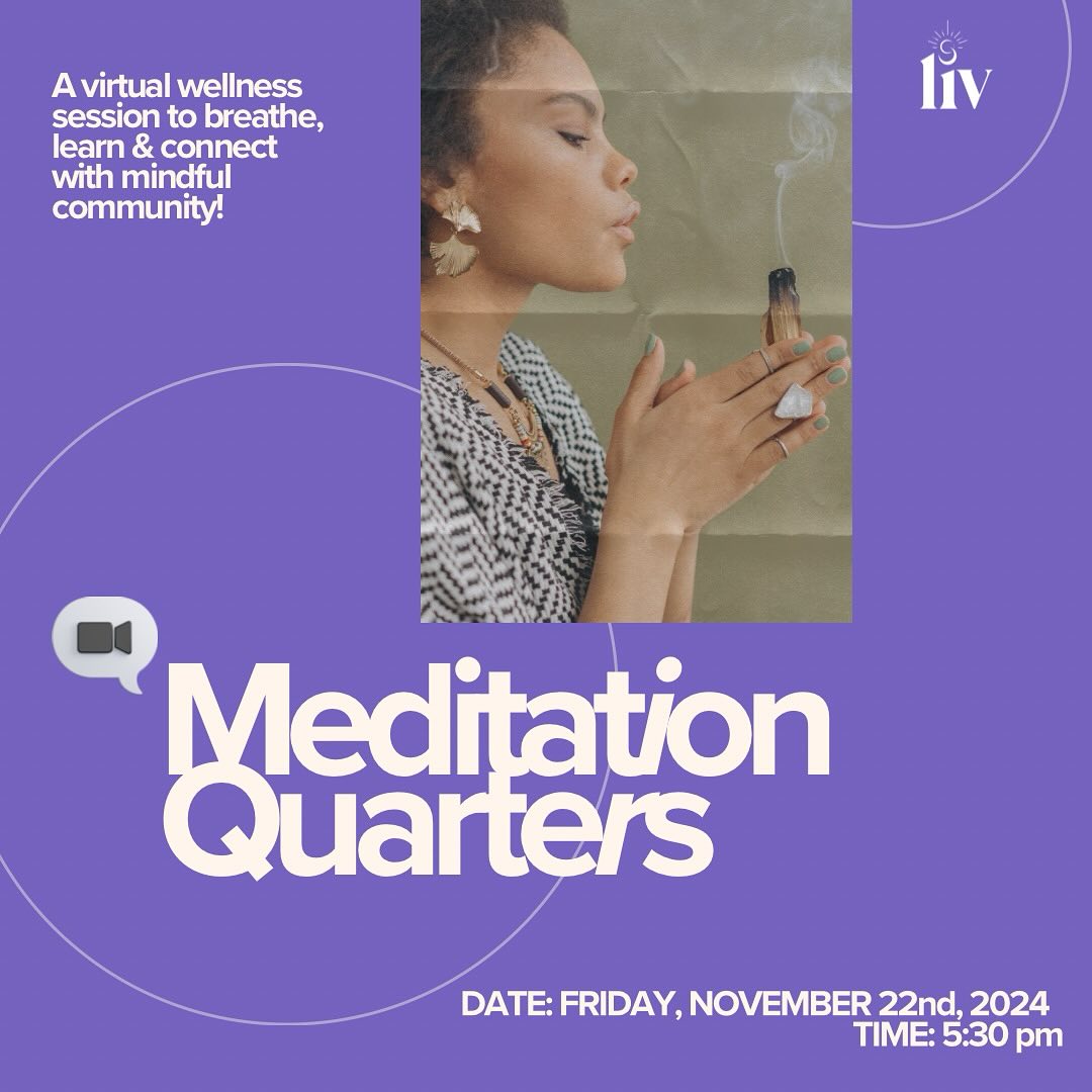 This Friday💜
This Meditation Quarters session, we’ll take time to unwind, embrace gratitude, and find calm in the present moment.
Session Details:
Date: Friday, November 22nd, 2024
Time: 5:30 PM EST
Duration: Approximately 20-25 minutes
Platform: Waveroom
Find the link to register in our bio 💐