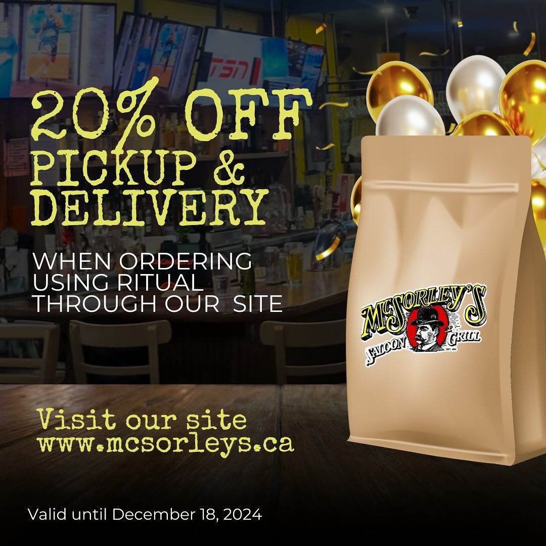 Now offering 20% off when you order for Take-out or Delivery using our newly launched website. This promotion is valid until December 18, 2024. Cheers! ββββββββββββββββββββββββββββββ#mcsorleyssaloon #bayviewleasidebia #bayviewleasidecommunity #bayviewvillage #leaside #leasidemoms #midtowntoronto #yongeandeglinton #leasidetoronto #ritualtoronto #davisvillemoms