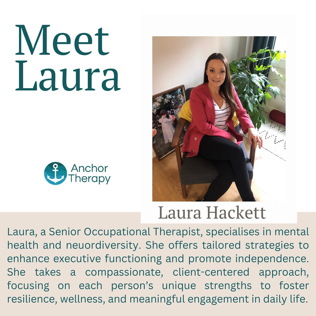 Hi, Iām Laura, a senior OT with Anchor Therapy. I have a deep passion for supporting young people and adults in managing their mental health and achieving their life goals.
A large part of my experience has involved working with neurodivergent individuals supporting independent living skills, better executive functioning at work, school and college and overall wellness.
In my spare time I like walking by the sea with my young family, hiking in nature and engaging in yoga and fitness.
I offer online sessions. š«
#occupationaltherapy
