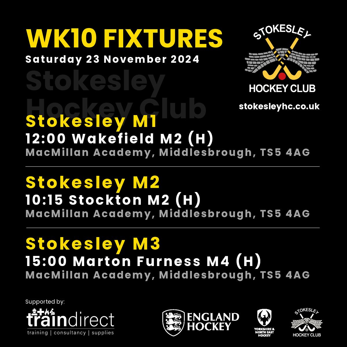 After a clean sweep of victories last weekend all three teams are back at home looking to pick up more points. Let’s hope the weather holds out.