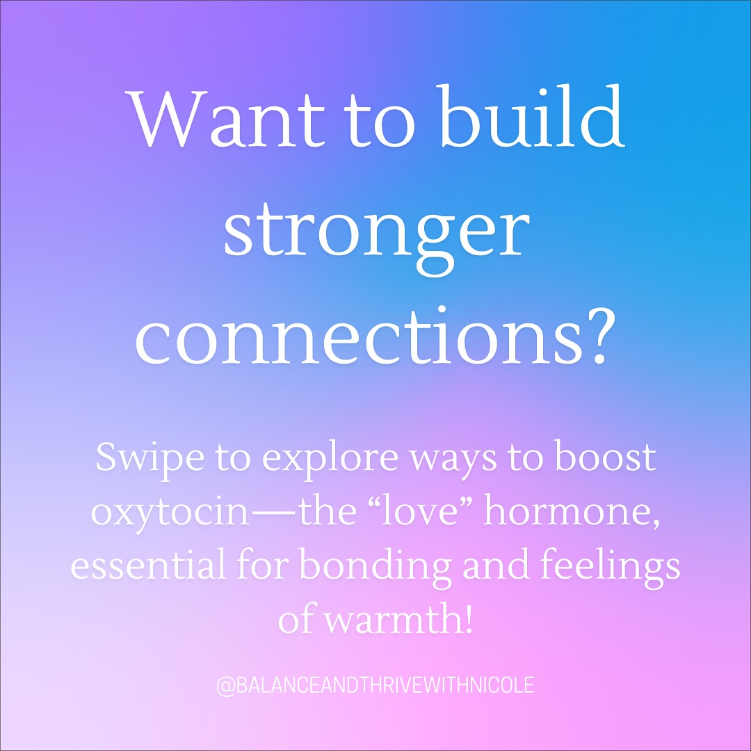 Did you know boosting oxytocin—often called the ‘love hormone’—can be as simple as a hug or a few kind words? 💞
Oxytocin plays a huge role in how we bond and connect, helping us feel more grounded, less stressed, and more connected to the people around us. Research shows oxytocin release reduces stress hormones like cortisol, strengthens relationships, and even improves wound healing! 💪 For example, a 20-second hug or spending a few moments in mindful breathing has been shown to lower blood pressure and promote calmness. And engaging in small, kind gestures doesn’t just make others feel better—it’s scientifically proven to give you a mood lift too!
Want more connection in your life? Try making time for small actions that release oxytocin—whether it’s reaching out with a compliment, taking a walk with a friend, or spending a few minutes with a beloved pet.
✨Comment on your favorite way to boost oxytocin, and remember to follow, like, and share for more holistic health tips!✨
#holisticwellness #nervoussystemsupport #mindbodyconnection #oxytocin #selfcarejourney