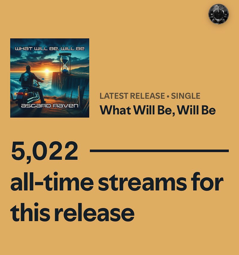 What Will Be, Will Be hit 5000 streams!! Thank you to everyone who’s listened 🙏
#spotify #rockandroll