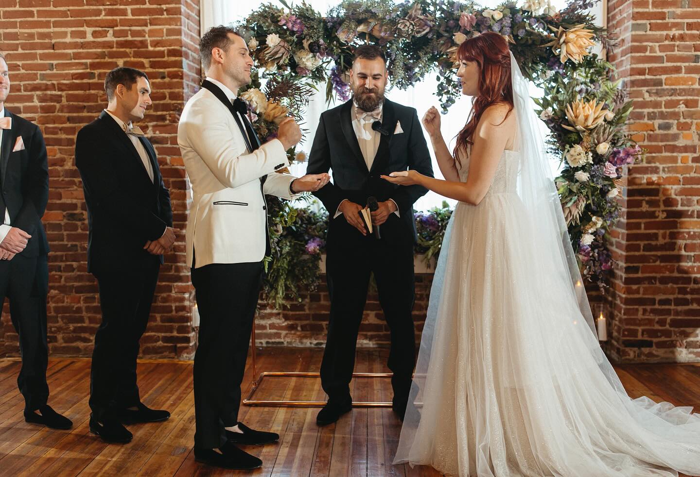 Megan + Dillon. They played rock paper scissors to see who says their vows first. If this isn’t true proof that I have the best couples I don’t know what else is. Megan was a in one of my past weddings a couple of years ago, and throughout their planning journey she made it clear that all that matters was that she wants the day to be about them, and she wants to spend as much time with her human as possible. No first look, no hiding from each other. Just pure love all day long. This bride has touched my heart in many ways and is a huge reminder of why I love what I do. 12 years of planning and I still wouldn’t want to do anything else! Megan and Dillon’s vendor team: Photographer: incredibly talented @ar_phelps Decor/Floral: @southern_distinction Venue: @oliverbuildingkc Coffee Bar: @coffee_im_in_love Ice Cream Cart: @kccocktailcompany Band: KC Allstars Hair: @wickedwestbottoms Photo Booth: @mirrorofmemoriesphotobooth Catering: @cupinis DJ: DJ Decay/ Dan Cocktail Hour Music/Trumpet: @alber_sounds Alberto Ricanati. Rehearsal: @rochesterkansascity Makeup: @msmakeupartistry_