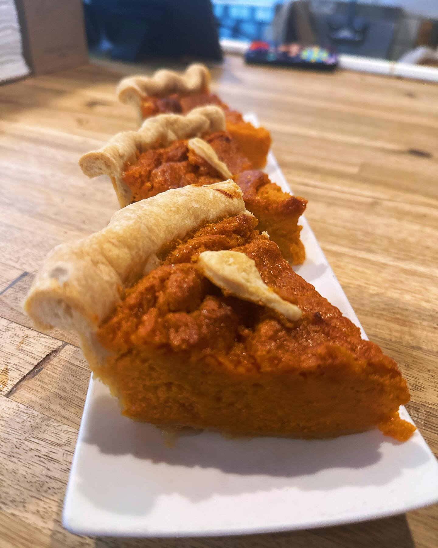 SWEET POTATO PIE!!
Everybody does the pumpkin pie for Thanksgiving but personally we love the sweet potato pie. We have the slices now if you want to try and then you can preorder your whole pie by giving us a call. Pickup next Tuesday or Wednesday!