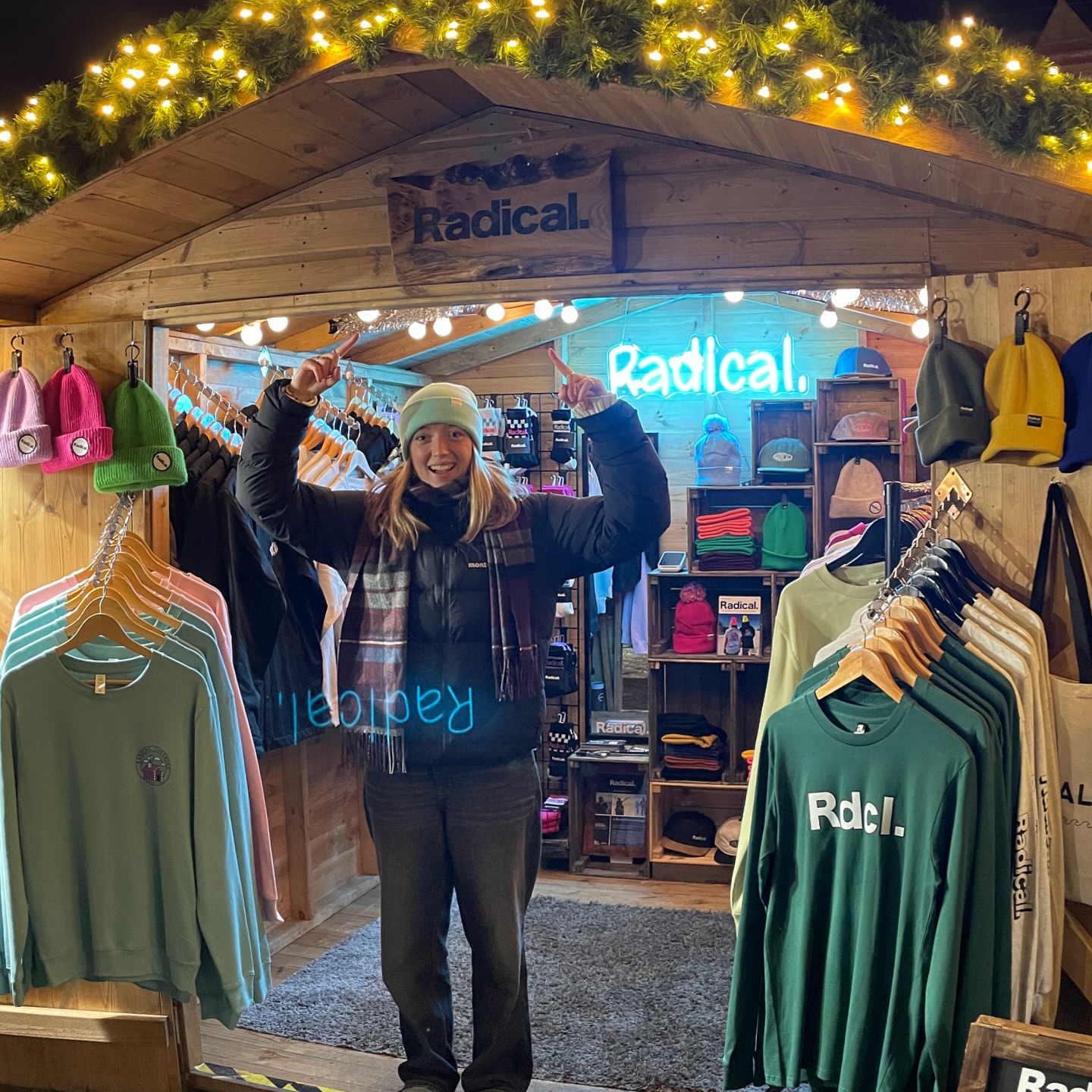 EXETER CHRISTMAS MARKET is in full swing… come down and see us right outside the cathedral and meet our newest team member @eleanorhollandd We are here seven days a week through rain or shine… and even snow! #radicalclothinguk #rideformentalhealth #clothing #southwest #christmas #christmarket #exeter #exeterchristmasmarket #snowboarding #surf #surfing #ski #presents