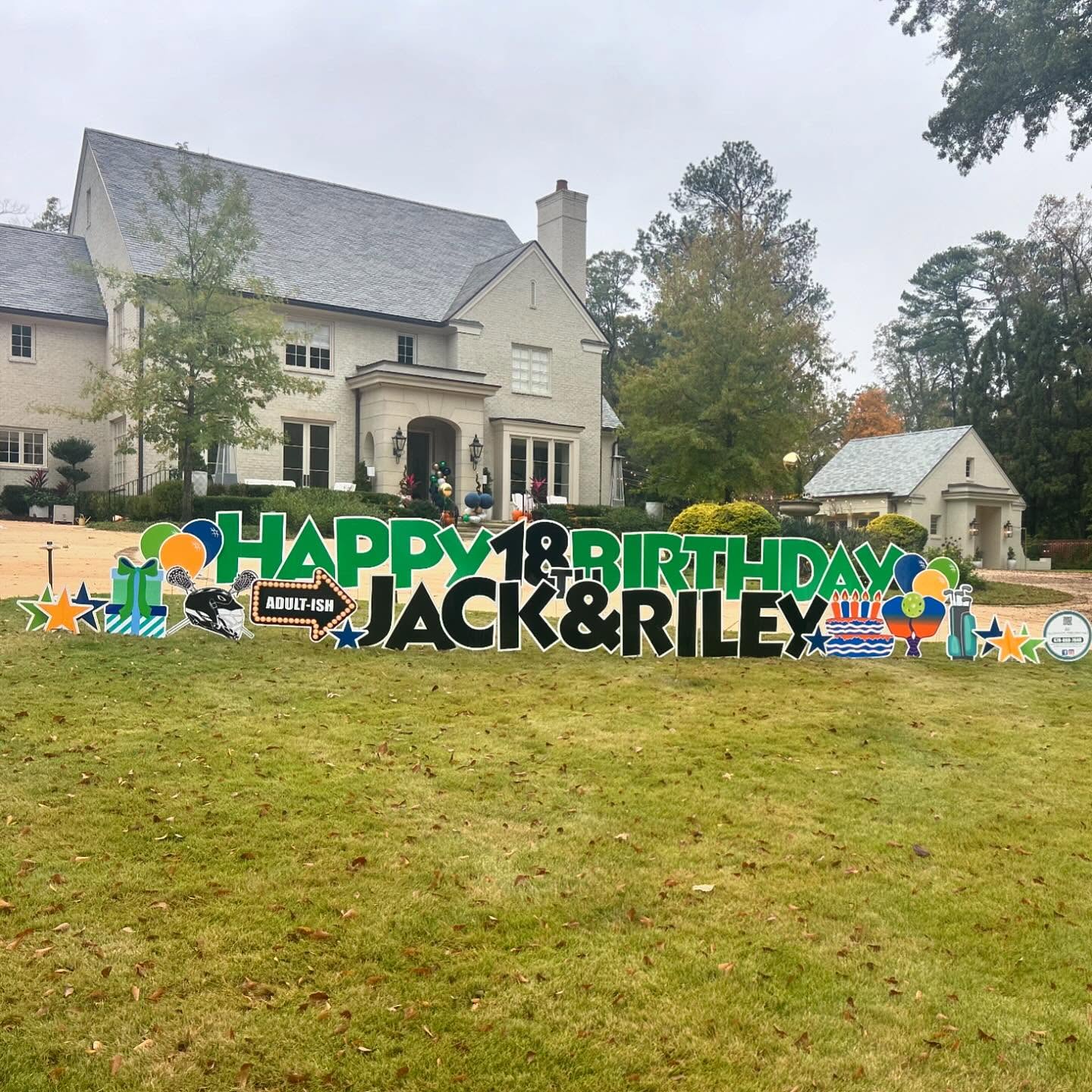We love celebrating these twins! The best part was getting to use 2 of our new graphics! Happy birthday Jack and Riley! #CYG #georgiayardcards #green #hbd #adultish #pickleball