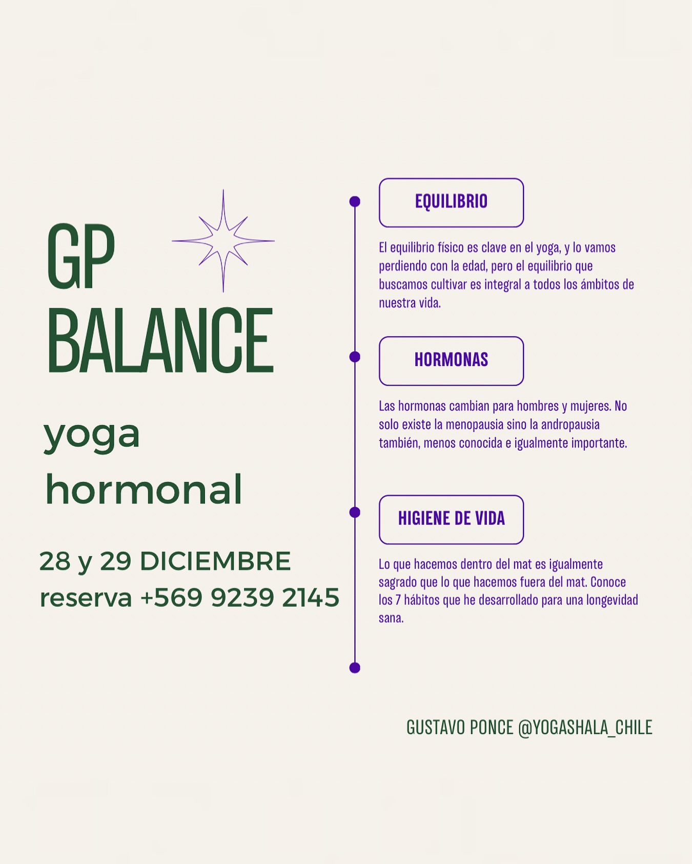 ¡¡VUELVE GP BALANCE!! Cierra conscientemente tu año 2024 con este taller, donde comienza tu aprendizaje para enfrentar los naturales efectos del envejecimiento de una manera informada, consciente y empoderada 💪🏼✨lo que te permitirá disfrutar de la vida con altos niveles de movilidad, libido y vitalidad🧘♂️🪷 en el largo plazo. @gpbalance
#yogahormonal #vitalidad #hormonas
#menopausia #andropausia #longevidad #vitalidad #perimenopausia #perimenopausiaconsciente
@gustavo_ponce_yogashala