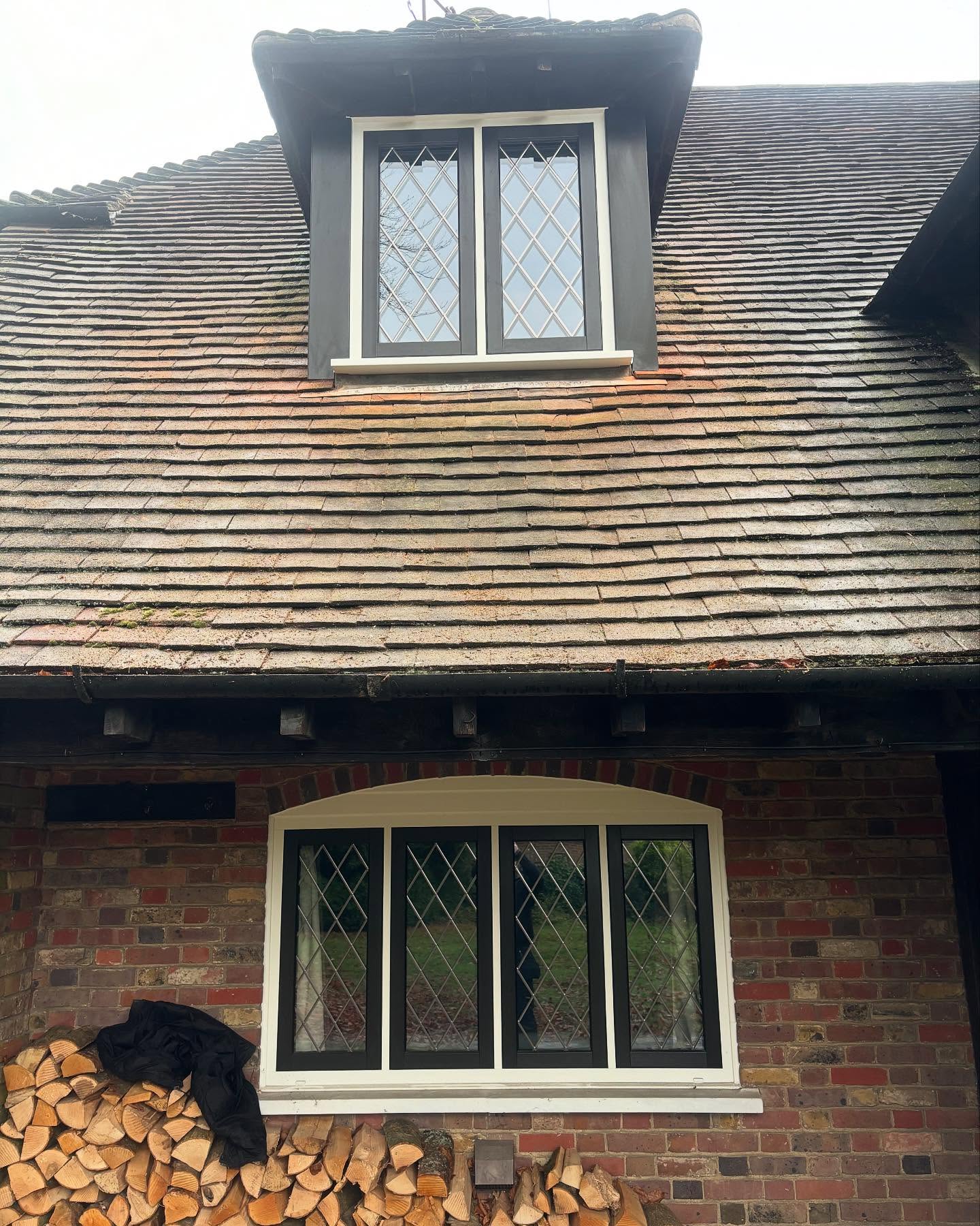 Here is a look at the other two windows on the same property installed this week π we love the white frame with black sash look.
I have also included a before picture of the dormer