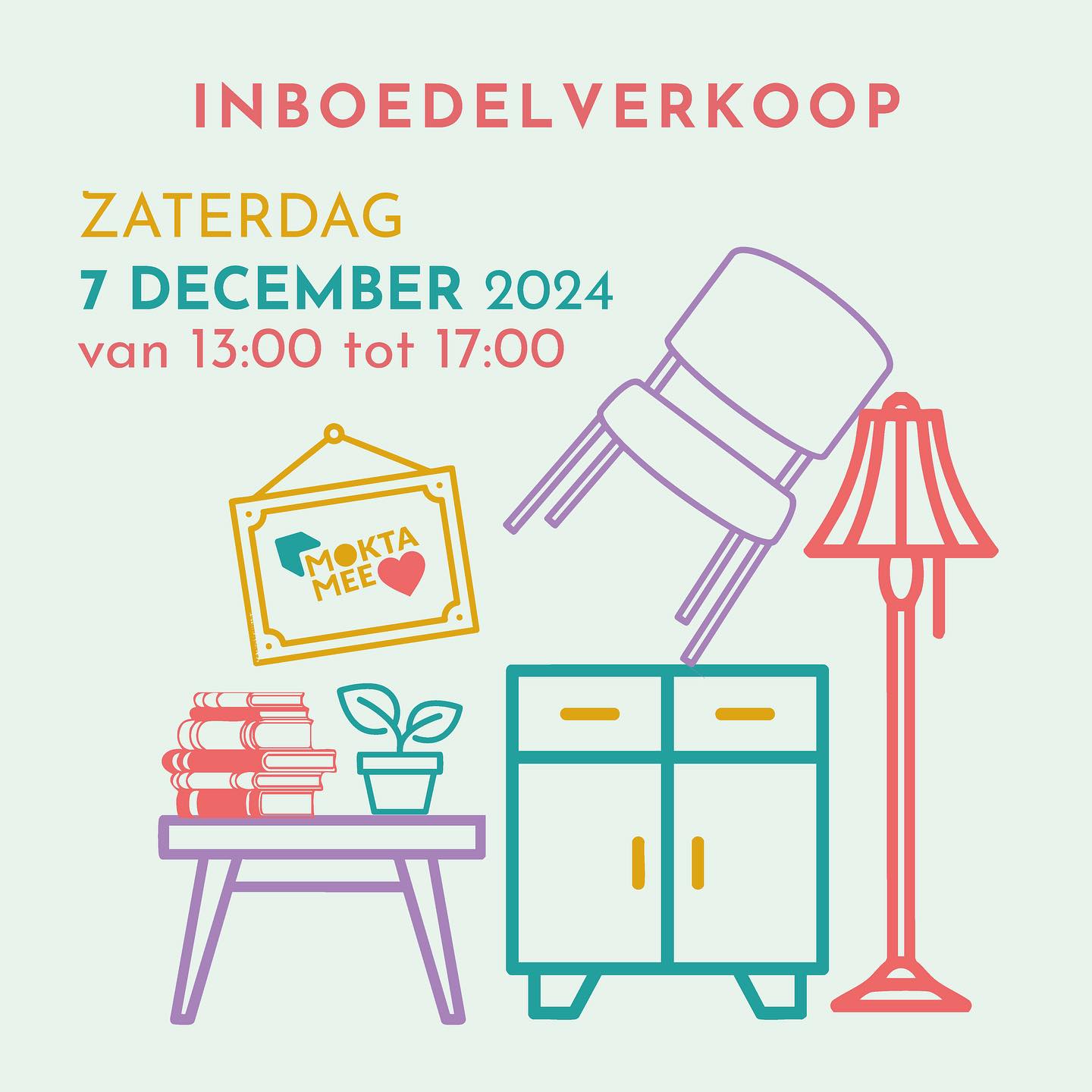 SAVE THE DATE!!!
Op zaterdag 7 december doen we bij moktamee een inboedelverkoop.
Momenteel zijn we nog volop aan het opruimen en sorteren. Binnenkort krijg je hier ook foto’s te zien van de belangrijkste items die op 7 december in de aanbieding komen. Sommige gratis, anderen voor een faire prijs of vrije bijdrage.
#moktamee #décreatievehubvandekempen #herentals #creativehub #tweedehands #inboedelverkoop
