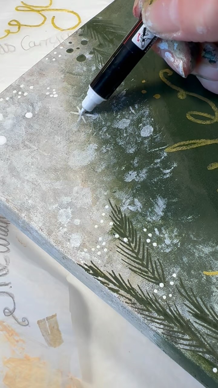 Ever so slightly obsessed with painting my sketchbook covers - this one will be everything Yule - a deep dive into the seasons, history and traditions, and what Yule means to me - I just need to get the first pages messy so I can start ❄️🌲✨ I had to rough up the cover with sandpaper first so the acrylic would stick - I wish they did a non-shiny cover 🤔#sketchbook #yule #yuletide #yuletideseason #painting #sketchaday #journaling #artistillustrator #moleskine #moleskine_arts #moleskinesketchbook