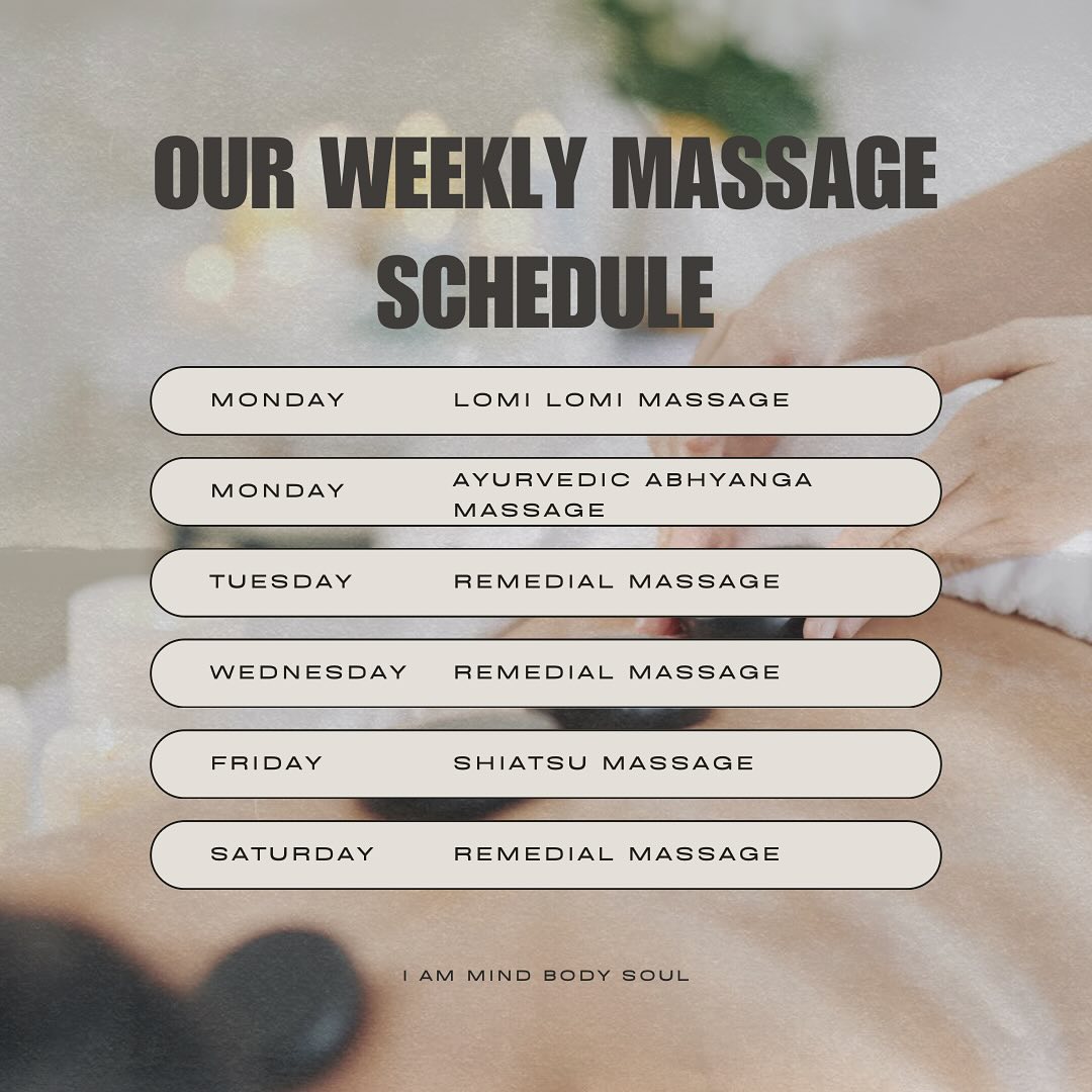 Relax, Rejuvenate, and Restore with Massage at the I Am Mind Body Soul Wellness Hub!
Looking to unwind, ease tension, or treat yourself to some well-deserved care? We’ve got you covered with a variety of massages to suit your needs, available throughout the week at the I Am Mind Body Soul Wellness Hub.
▫️Location: Shop 1, 146-152 Fern Street, Gerringong NSW 2534
▫️Contact: 0451 489 702
Visit our website for more information and bookings: www.iammindbodysoul.com.au
Whether you’re seeking deep relaxation, relief from muscle pain, or to rebalance your energy, our experienced practitioners are here to support you.
Appointments are filling fast! Don’t miss out on the chance to nurture your mind, body, and soul.
-
-
-
#MassageTherapy #WellnessHub #LomiLomiMassage #AbhyangaMassage #RemedialMassage #ShiatsuMassage #RelaxAndRestore #iammindbodysoul #follow #schedule #massage #massages #services #massageservices #explore #explorepage #fyp #trend #mind #body #soul #healing #spiritualhealing