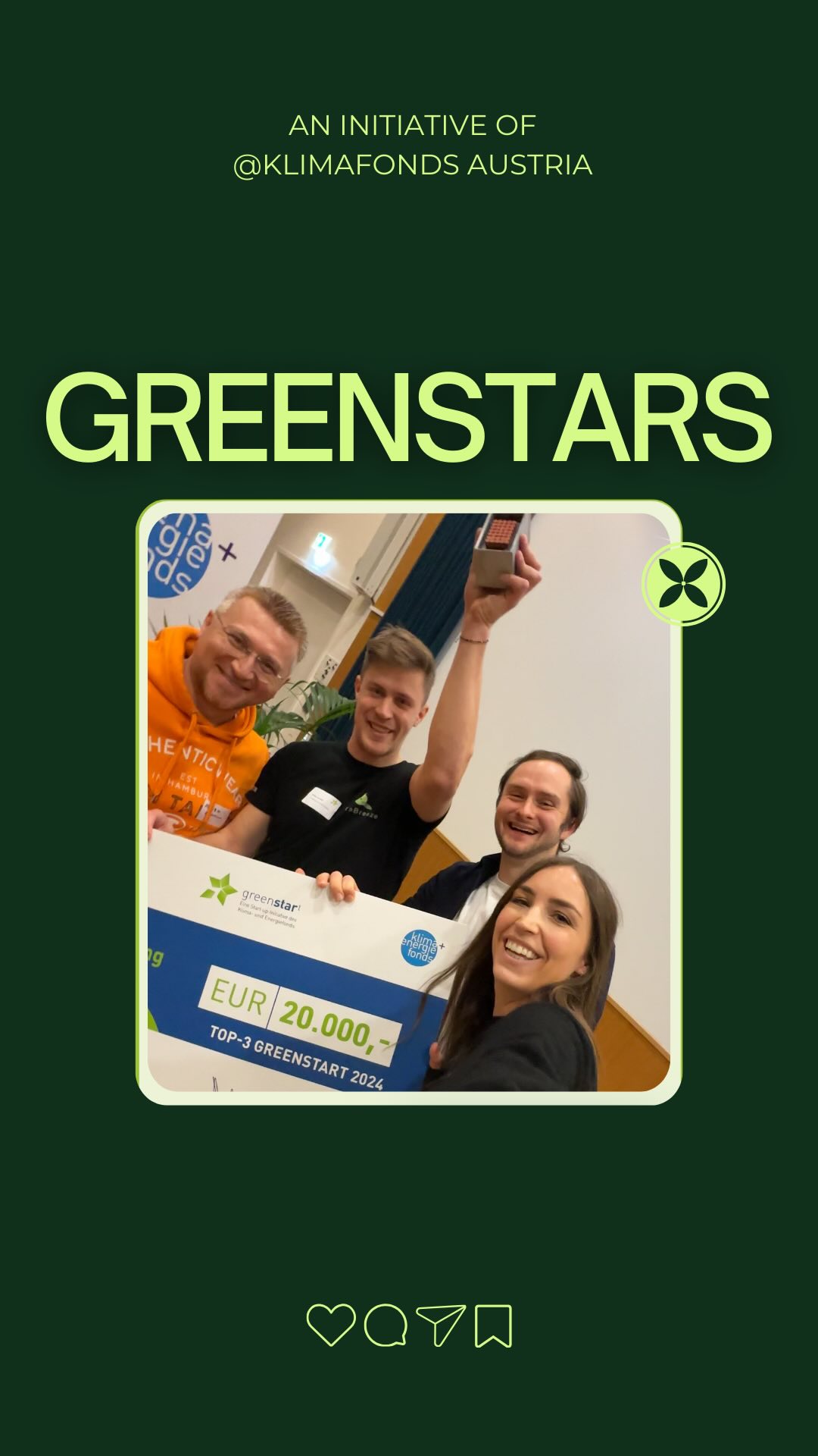 And the greenstar 2024 is….
TerraBreeze by Social Cooling! 🤩
Can you tell we were a bit nervous??
The jury statement -
‚The jury was very excited about the consistent and focused work on the business model and is impressed by the progress made during the accelerator phase, especially in the further development of the business model, the amount of positive feedback from major clients and investors, the technical proof of concept and the development of the team.‘
Beyond grateful for the program, the visibility and network of Greenstart and Klimafonds and we thank everyone for their votes and support! 💚🙏🏻
We are just starting out 🥳 - stay tuned and be part of our journey!
// And for everyone who has an innovative green business idea and wants to reach the next level: @greenstart_at by @klimafonds 2025 is right around the corner and you can submit your idea now! //
#SocialCooling #TerraBreeze #greentech #ecofriendlytech #greeninnovation #sustainablecooling #airconditioning #energyefficiency #klimafreundlich #startupeurope #greenstart #startupbusiness #greenbusiness #klimaschutz
