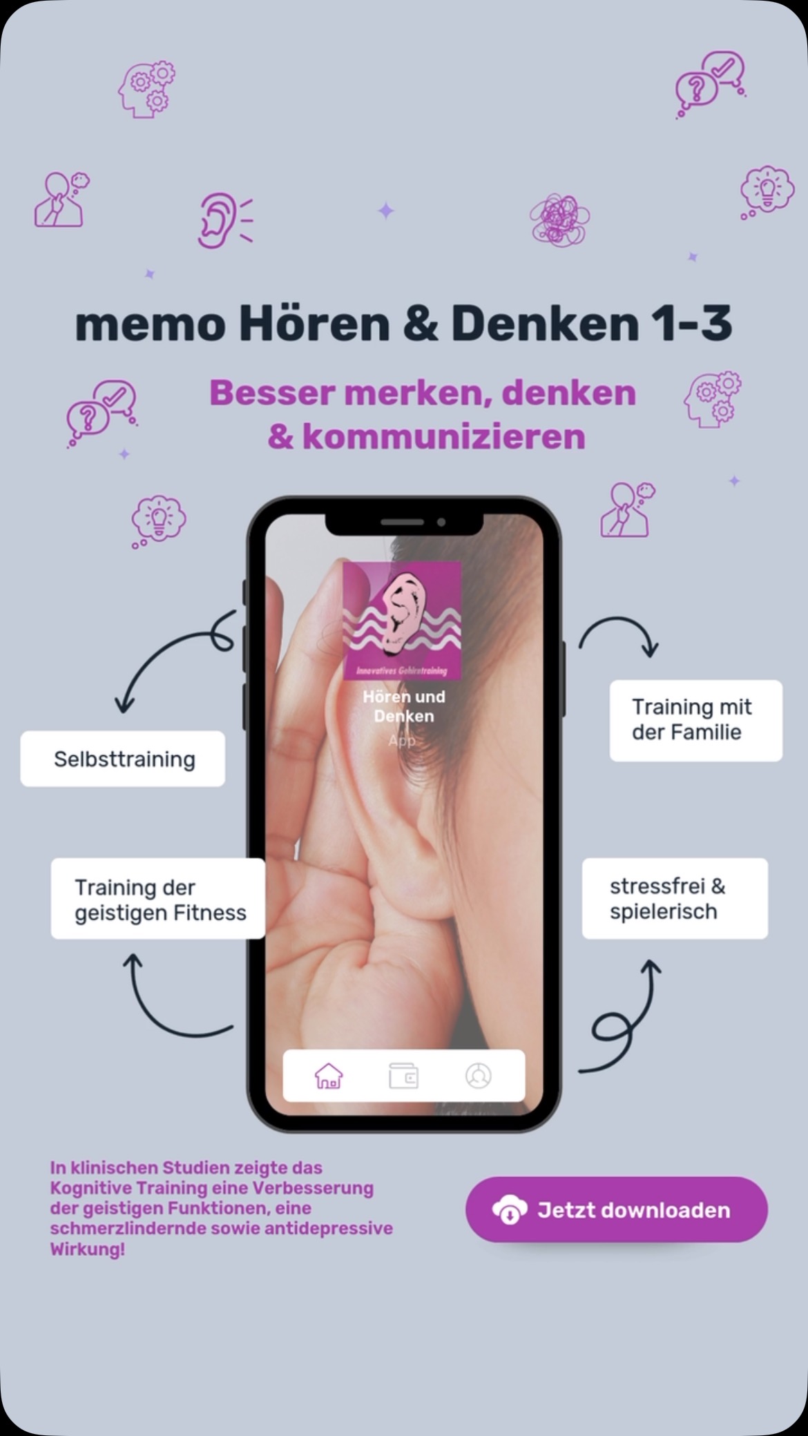 Hören und denken 💭 gibt es jetzt als App. Zeit für das kognitive Selbsttraining. Mehr auf www.memoverlag.de/memo-apps
.
.
.
#kognitivestraining #gehirntraining #therapie #hören #denken