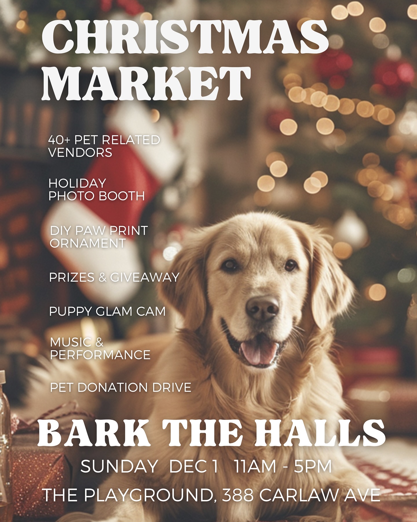 🎄✨ IT’S FINALLY HERE! ✨🎄
Get ready for the BIGGEST Christmas Market this Sunday! 🐾🎁 We’re barking the halls with:
🎅 40+ pet-related vendors
📸 Holiday Photo Booth
🎨 DIY clay paw print ornaments
🎉 Prizes & Giveaways
🎥 Puppy Glam Cam
🎶 Live music & performances
🦴 Pet donation drive
📍 Where: Unit 205, 388 Carlaw Ave, Toronto
🗓️ When: Sunday, December 1st
⏰ Time: 11am - 5pm
🎟️ Get your tickets NOW—link in bio! Don’t miss this magical INDOOR holiday paw-ty! ❄️🐕🎄 Let’s make this Christmas unforgettable! 🐾
#BarkTheHalls #TorontoChristmasMarket #DogFriendlyToronto #HolidayShopping #SupportLocal #RescuePets #DogLoversUnite