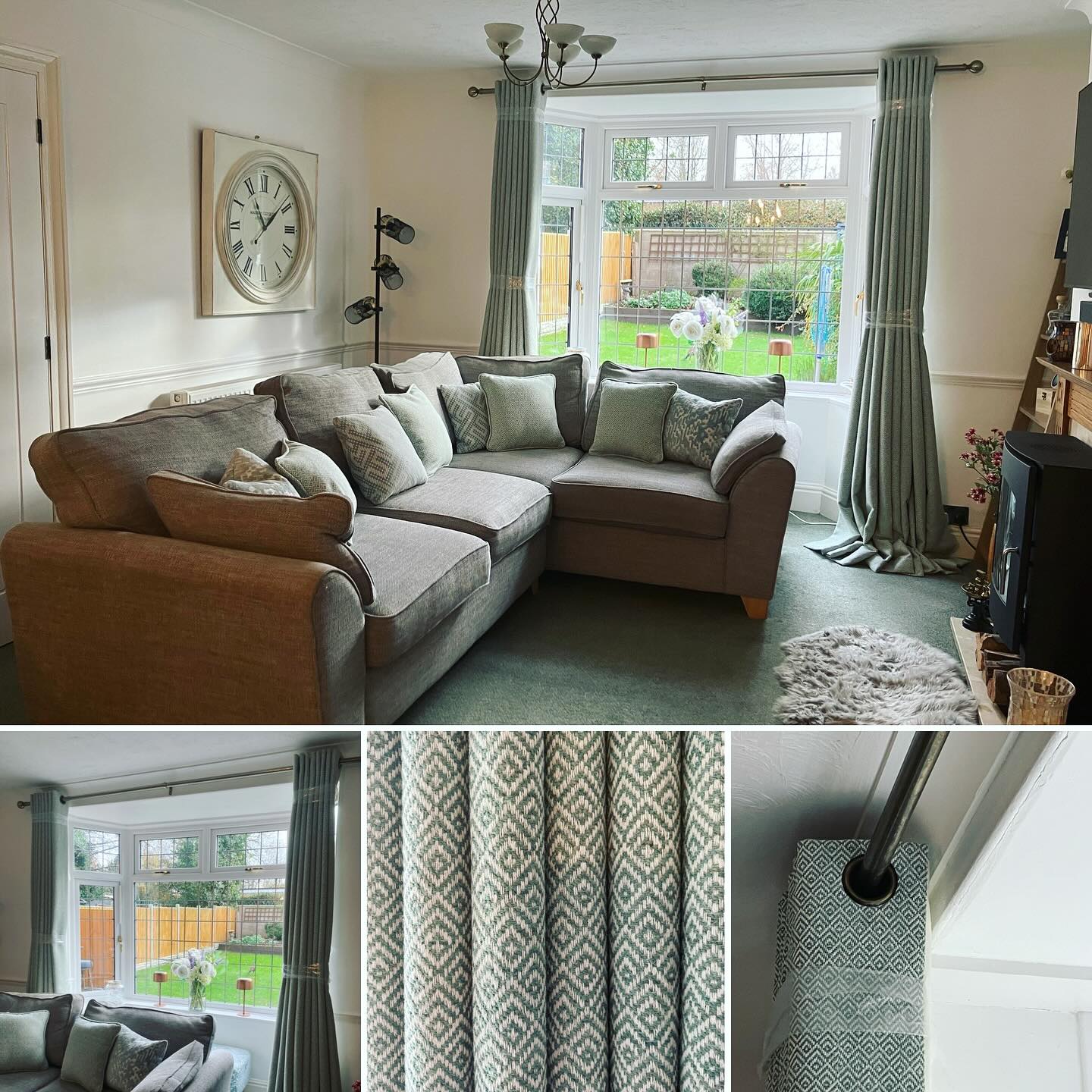 #ashleywildegroup #eyeletcurtains #puddled finish #antique #brass #piped #cushioncovers #kamcreateportfolio #kamcreate