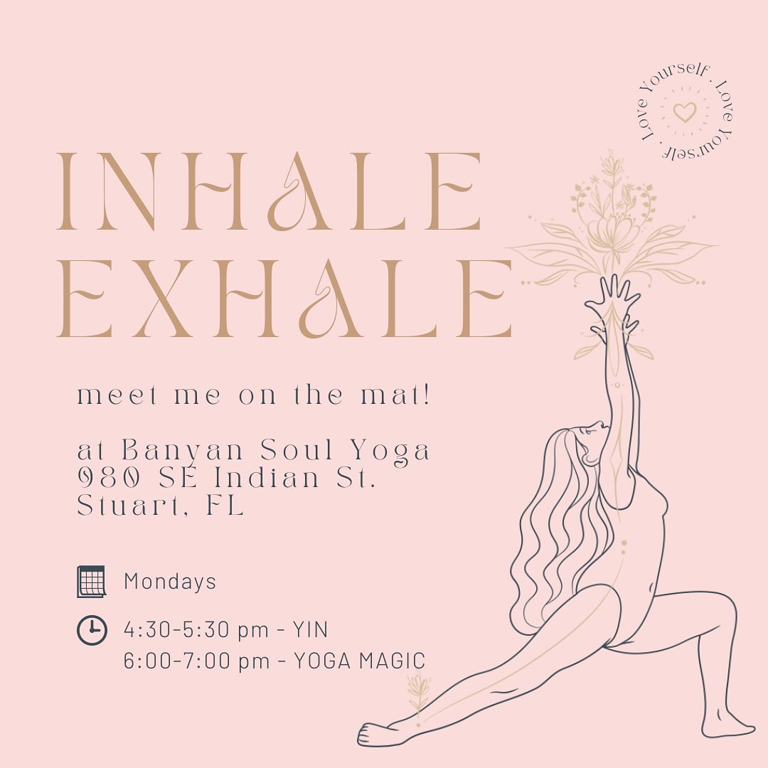 New class alert 🧘🏻♀️Join me at @banyansoul tomorrow and all Mondays going forward for Yin at 4:30 pm followed by Yoga Magic at 6 pm 🪷 New student special $49 unlimited for a month! Treat yourself for December and experience peace and balance during this busy season 🥰