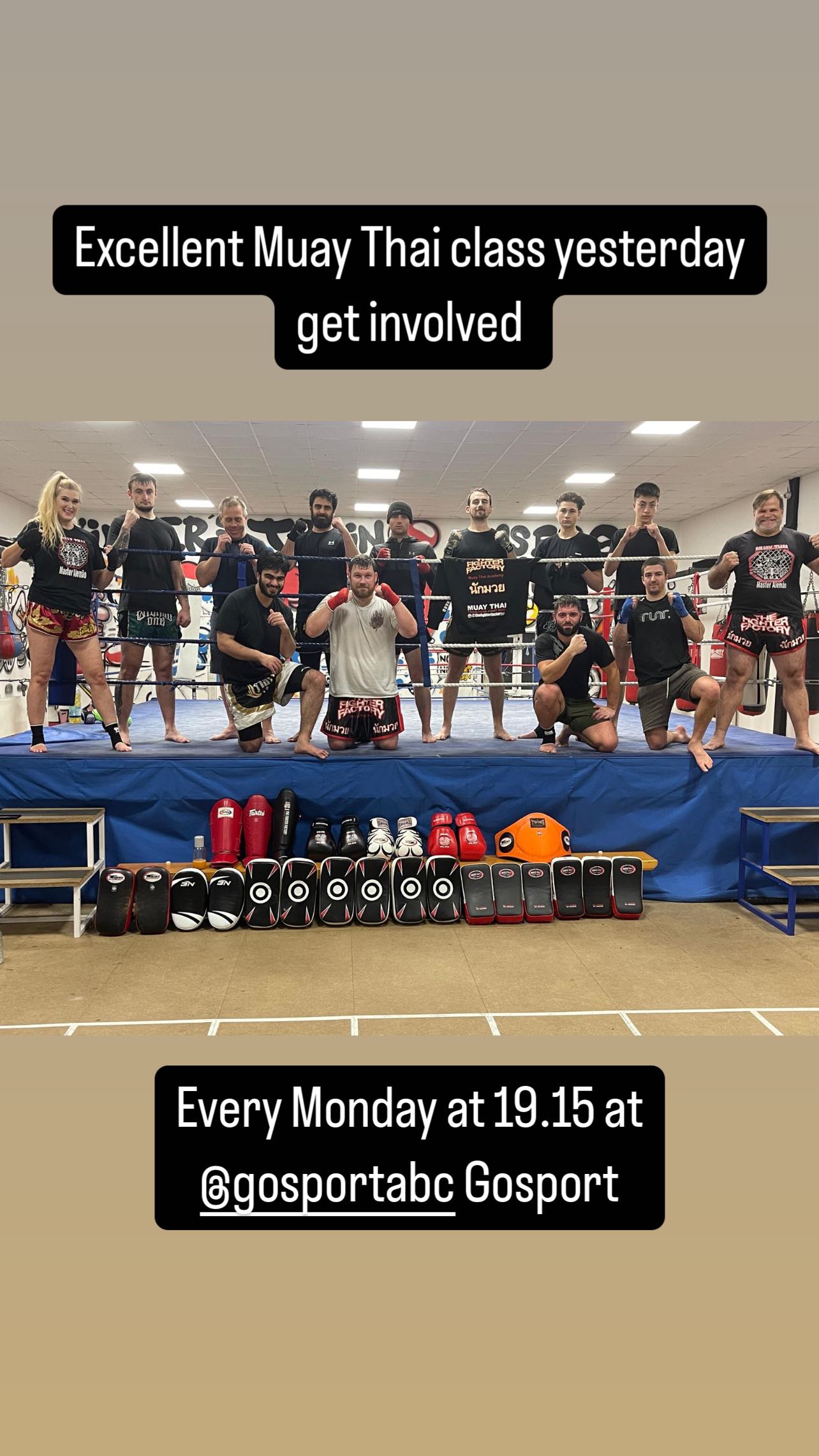 Muay Thai classes every Monday ! 19.15 @gosportabc Gosport get involved friendly environment full equipped Boxing gym !