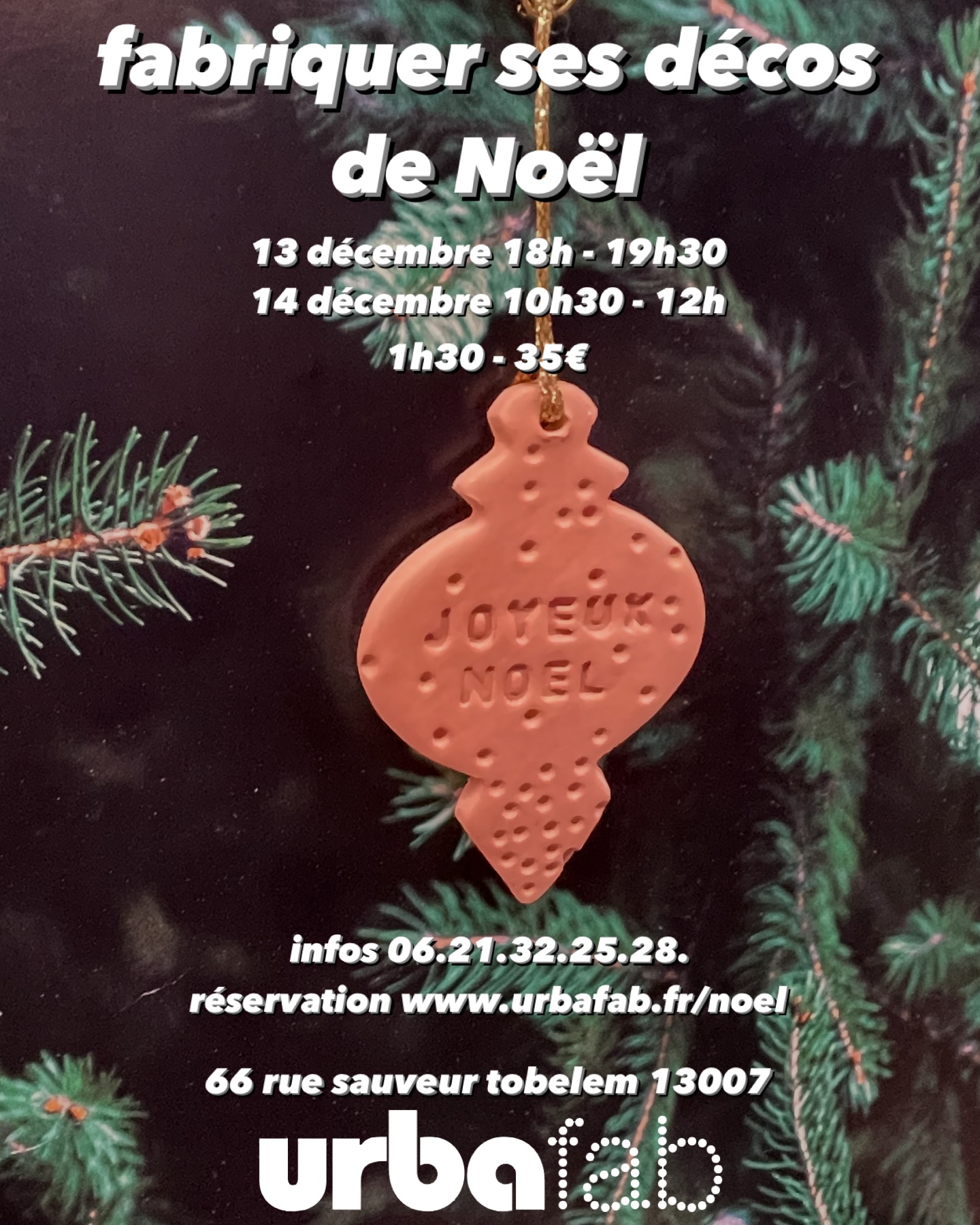 atelier de fabrication de décos de Noël !
6 décorations en argile à séchage rapide.
Sitôt fabriqué sitôt emporté !
.
#urbafab #décodenoël #atelierfamille #loisircreatif #argile #fabriquersesdecodenoel #ateliercréatif #ateliernoel #marseillenoël