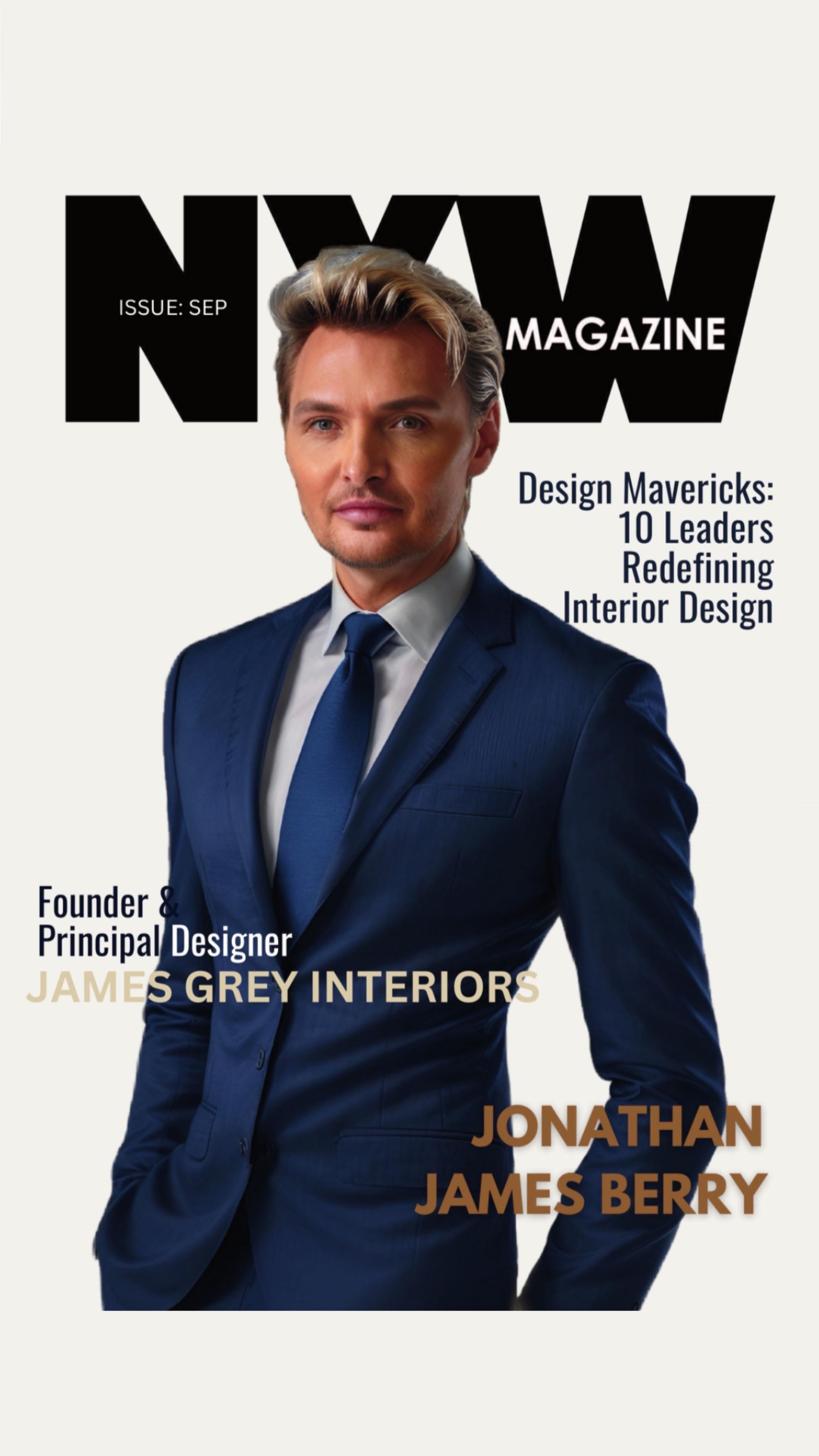 We are thrilled to announce that Jonathan James Berry, founder of James Grey Interiors, has been featured on the cover of the September 2024 issue of NY Weekly Magazine! His exceptional industry knowledge and expertise have earned him the top spot in the ranking of “10 Leaders Redefining Interior Design.”
Don’t miss the full article—read it here: https://www.nyweeklymagazine.com/design-mavericks-2024