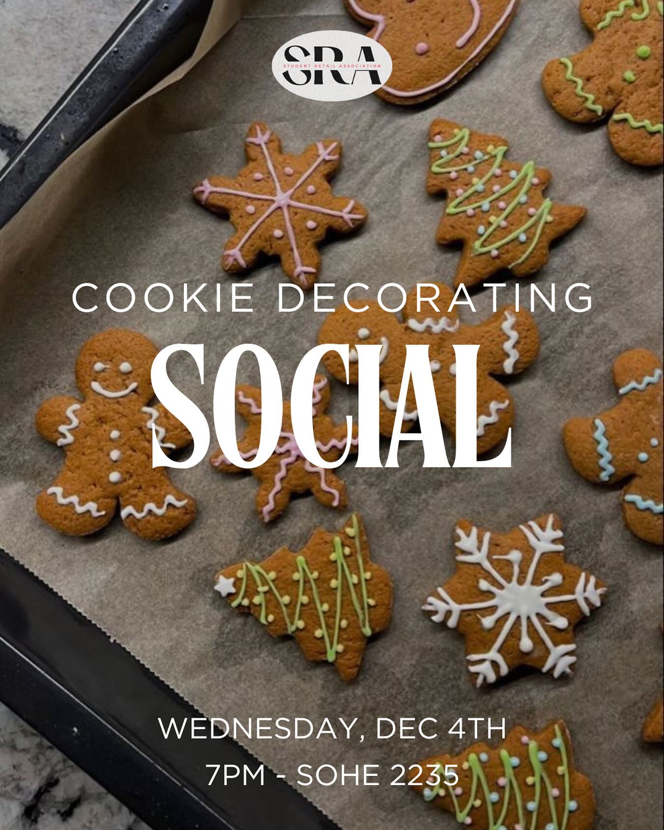 Join us on Wednesday for a holiday cookie decorating social! ✨ Perfect opportunity to destress from your finals 🙌🎅🏼
Hope to see you there - 7PM in SoHE 2235 🤍
