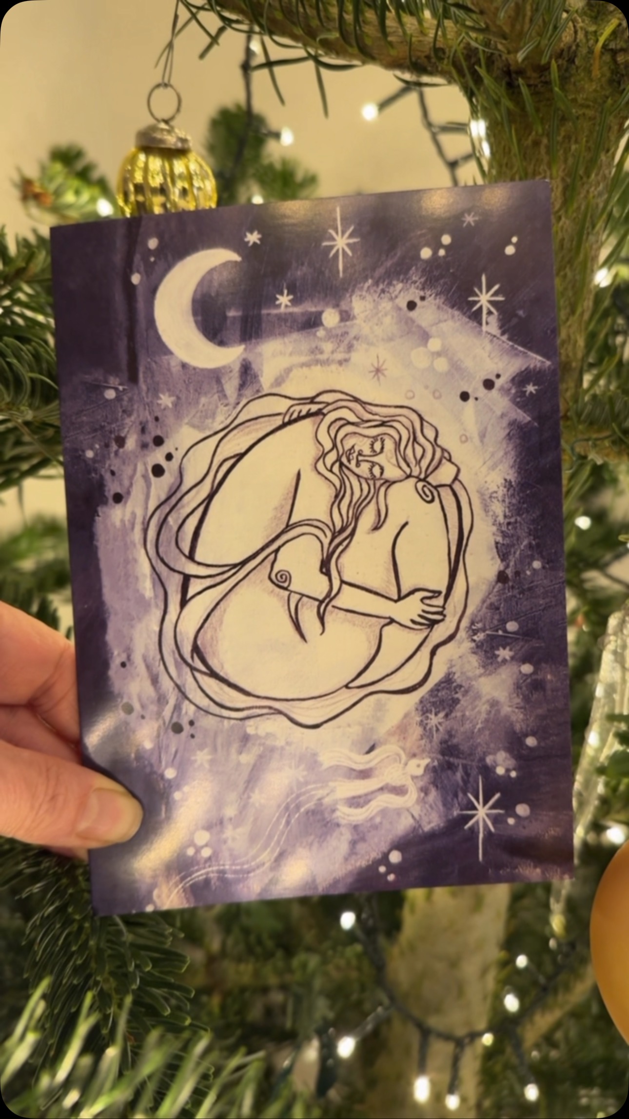 Silent Night, Sacred Cycles Winter Greetings Card, for Yule, solstice or Christmas - The artwork evokes a sense of calm and rest, perfect for the season of stillness. On the back, you’ll find the moon phases for the coming year 2025, along with the dates for the ‘Wheel of the Year,’ offering a gentle reminder of the cycles of nature and the changing rhythms of life.
✨This would be perfect to send as a Christmas Card, Yule Celebrations Card or a Solstice Blessings Card - it can be pinned up for the year to remind the receiver of all the Full and New Moon dates as well as the Wheel Celebrations, or you can cut it in half and frame the front of the card and keep the calendar on the back in your note book, or as a book mark - so many options! ✨💫 #christmascard #christmas2024 #yule #yule2024 #solstice #wintersolstice #wintersolstice2024 #wintercard #wintergreetings #moonphases #fullmoon #newmoon #wheeloftheyear #christmasgreetings
