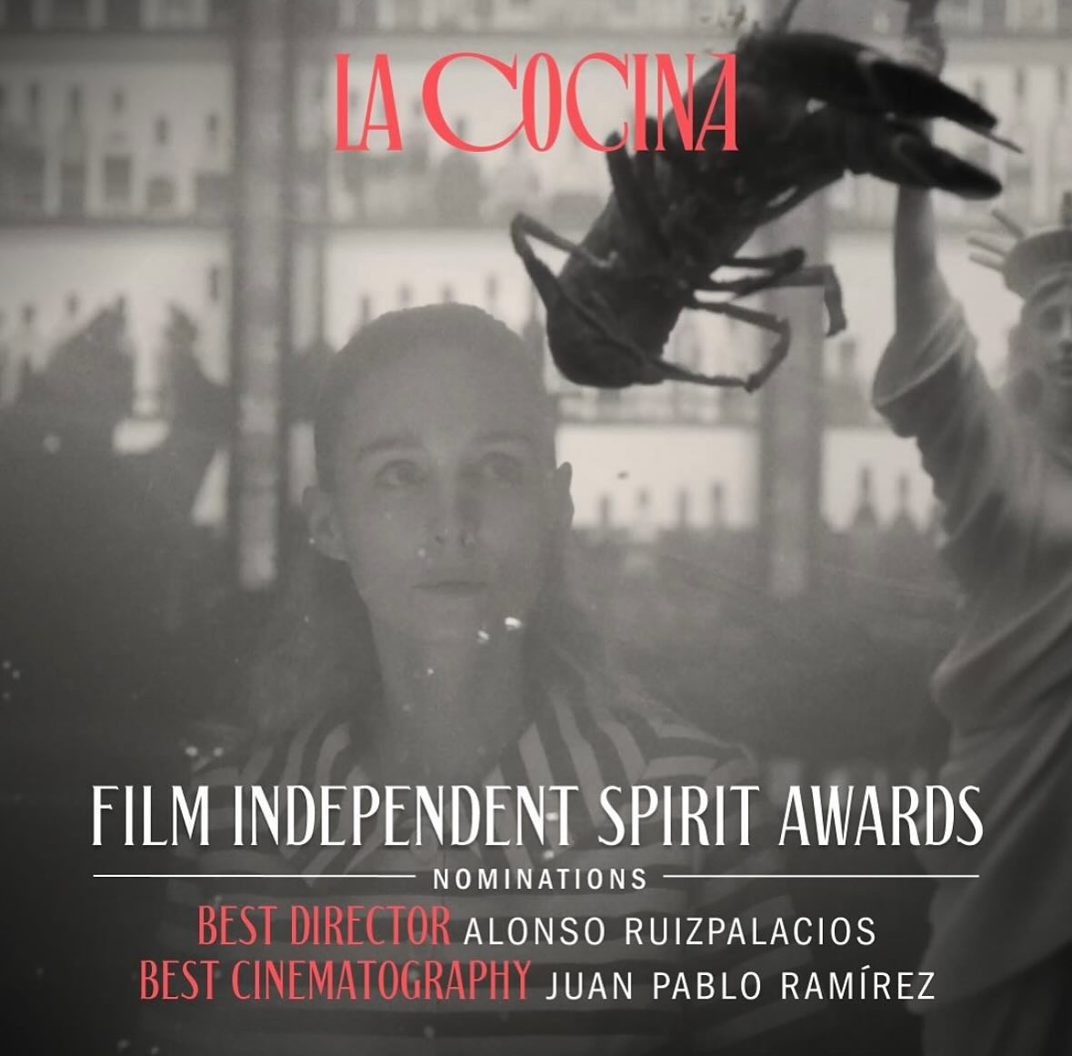 LA COCINA a été nominé pour deux @filmindependent Spirit Awards dans les catégories Meilleur Réalisateur et Meilleure Cinématographie ! 🙌🏻
Félicitations au réalisateur Alonso Ruizpalacios @aruipalacios, au directeur de la photographie Juan Pablo Ramírez AMC @juanpabloramirez , et à toute l’équipe de #LaCocina ! 🦞👨🏽🍳