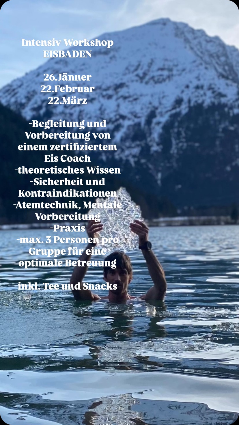 ❄️🧊❄️
EISBADEN ist im Moment voll im Trend. Kein Wunder, überzeugt dieser kalte Freizeitspaß mit seinen unendlichen vielen Vorteilen auf unsere Gesundheit und unser Wohlbefinden.
Doch es gibt vieles zu beachten, um Sicher und entspannt ins kalte Nass gehen. Statte dich aus mit unverzichtbarem Wissen und Techniken, um regelmäßig die Vorteile und Eigenschaften von Kälte erleben zu können.
Wir freuen uns auf dich!
Anmeldung unter www.wildflow-Yoga.at
(Packliste und weitere Infos erhältst du nach deiner Anmeldung per Mail)
Unsicherheiten, Fragen oder sonstiges, kontaktiere mich!
#eisbad #kälte #ehrwald #immunsystem #mentalegesundheit #mentalestärke #wohlbefinden #gesundheit #icebath #kälteliebenlernen